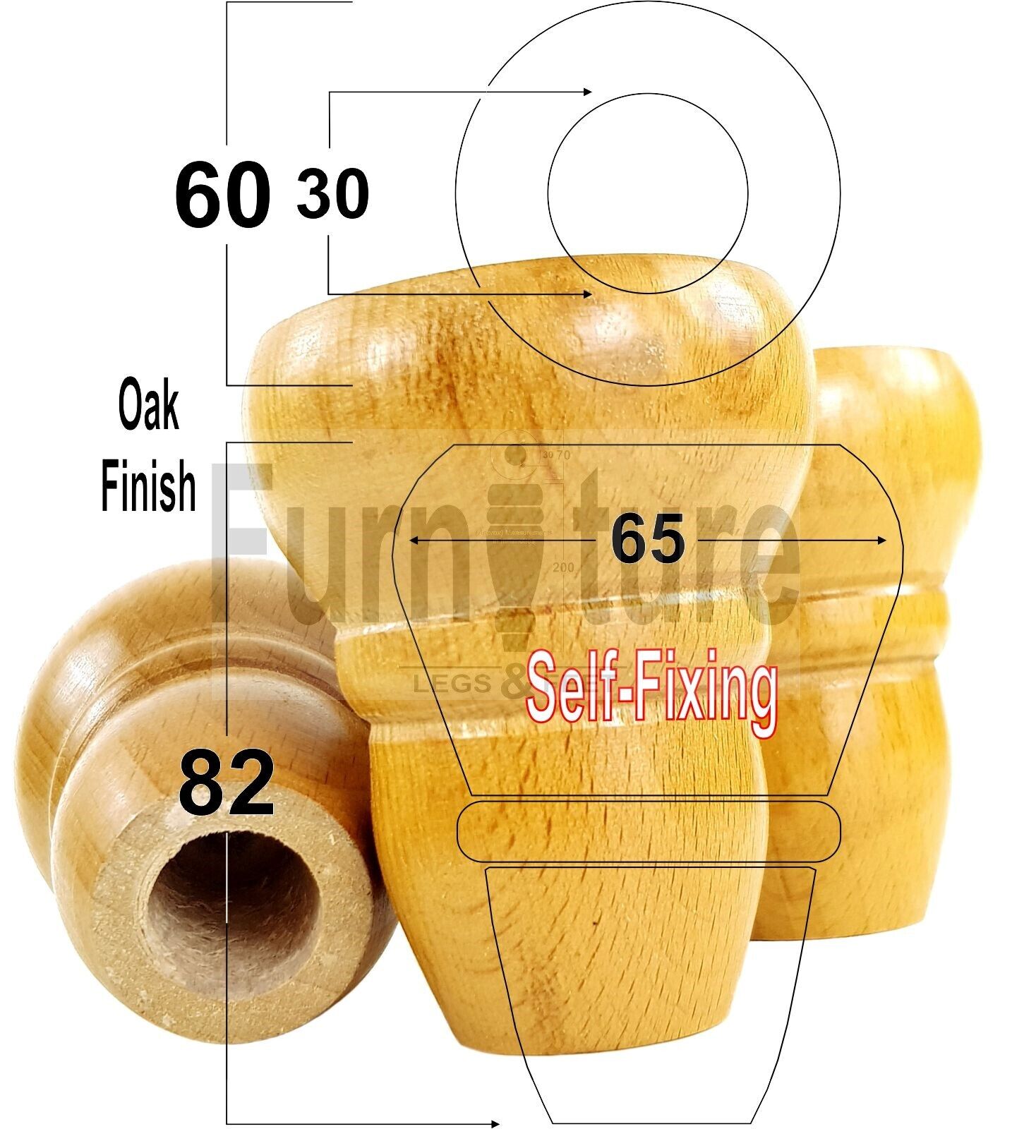 Set Of 4 Turned Wood Repacement Furniture Legs Sofa Chair Settee Feet 82mm