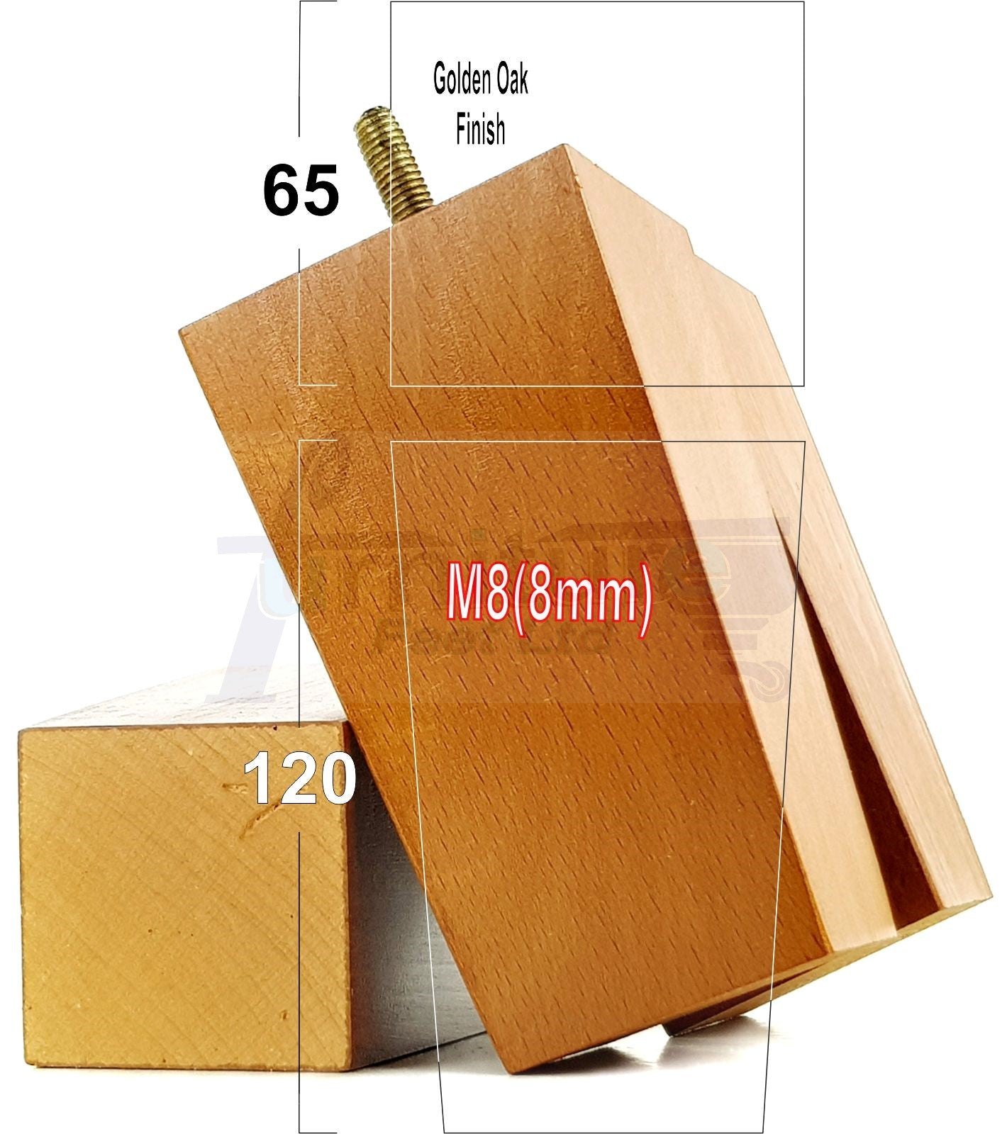 Solid Wood Furniture Feet Square Replacement Block Tapered Legs 120mm High M8 Set of 4 Sofa Chairs Stools Cabinets Beds