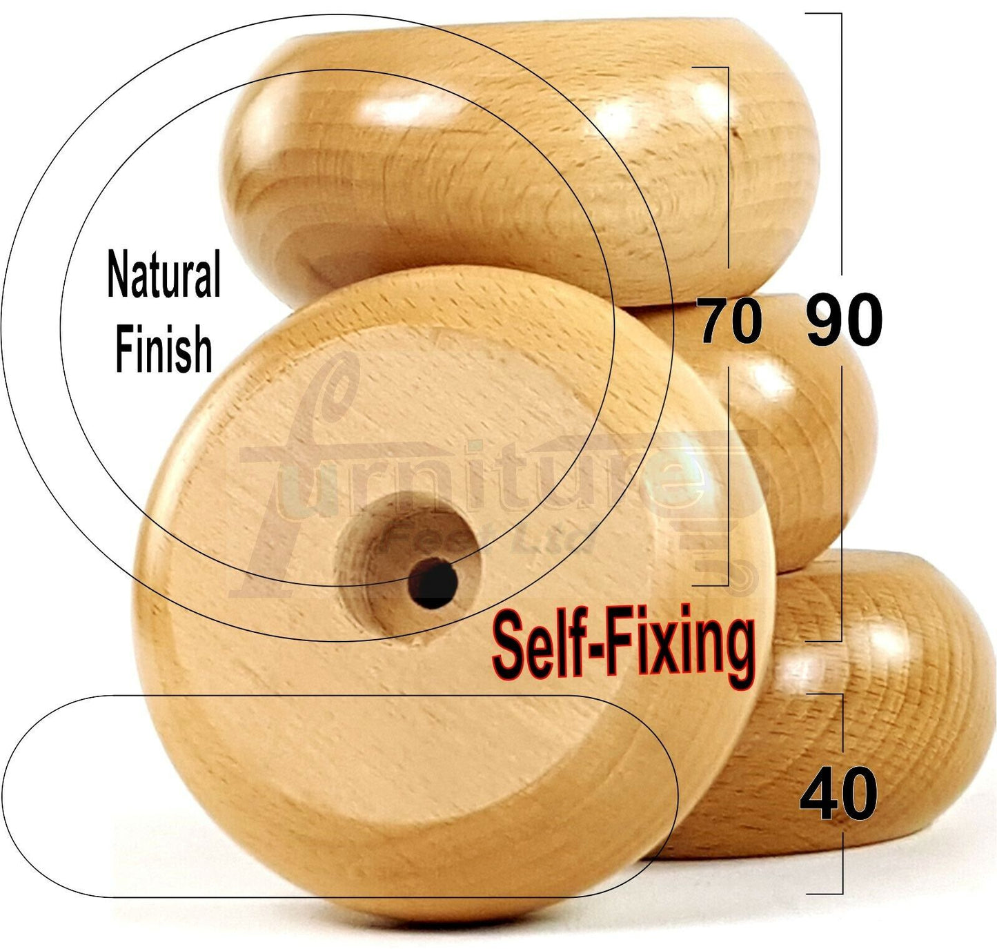 Set Of 4 Solid Wood Replacement Couch Settee Chair Legs Sofa Feet 40mm High