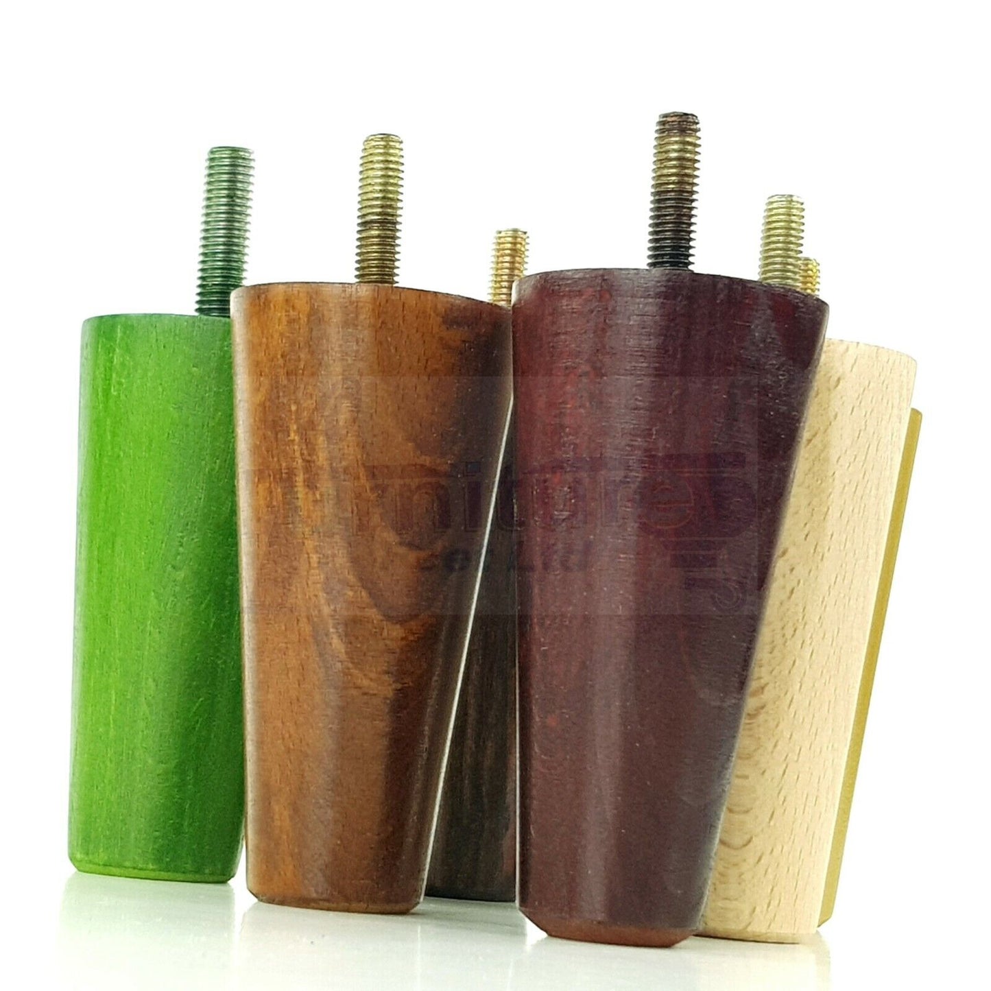 4 Turned Wood Replacement Furniture Chair Legs M8 Settee Sofa Round Feet 100mm High