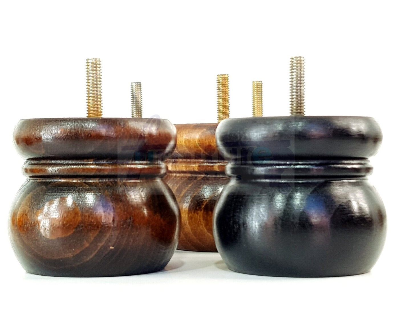 4 Wood Bun Feet Replacement Turned Furniture Legs 60mm High Multiple Colours 2 Inches Tall Chairs Stools Sofa Beds Cabinets M8