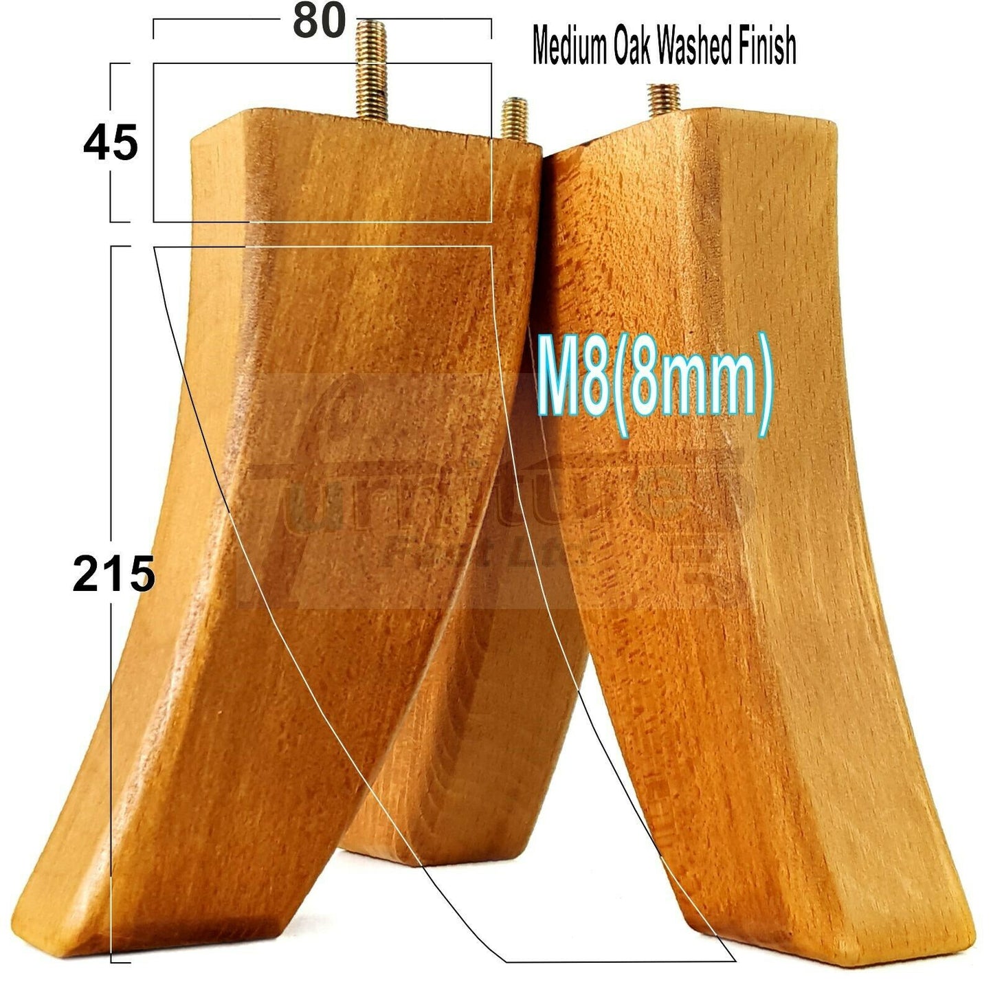 SET OF 4 WOODEN FURNITURE FEET 215mm HIGH REPLACEMENT SOFA LEGS 8mm Thread