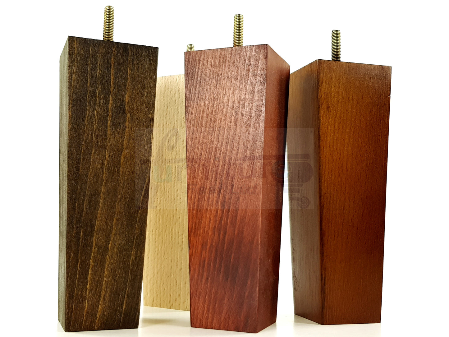 4 Solid Wood Furniture Feet Square Replacement Block Tapered Legs 200mm High M8 Sofa Chairs Stools Cabinets Beds