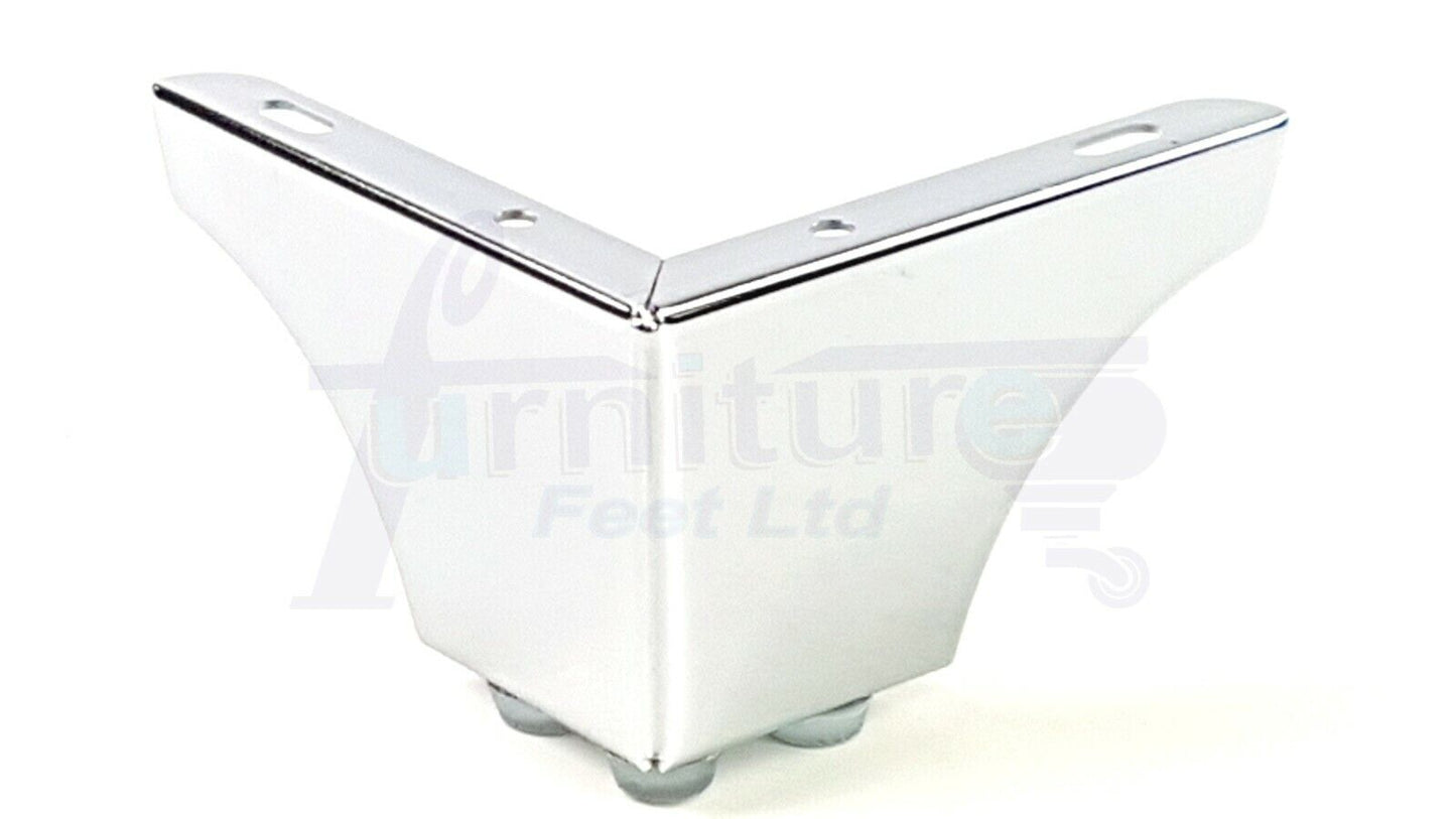 4 Metal Furniture Legs 70mm High Chrome Corner Feet Sofa Chair Beds Cabinets