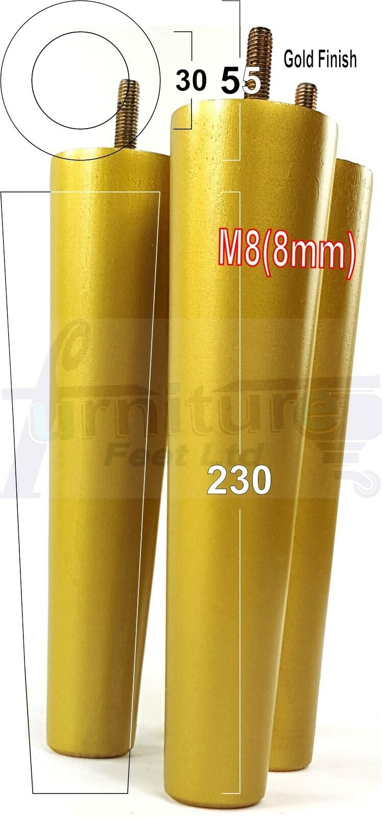 4 Solid Retro Wood Replacement Furniture Chair Legs M8 Settee Sofa Feet 230mm High