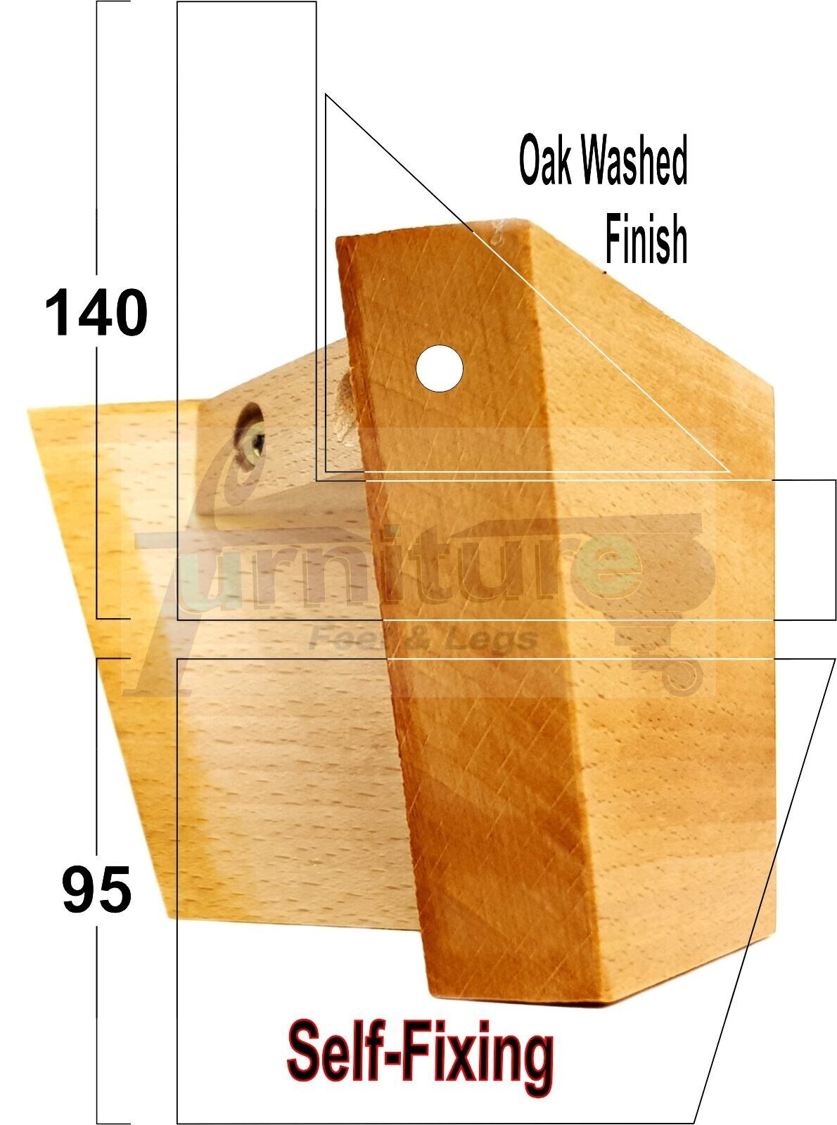4 Solid Wood Furniture Legs Replacement Corner Feet 95mm High Multi Colours Chairs Stools Sofa Beds Settee & Cabinets Fix With Screws