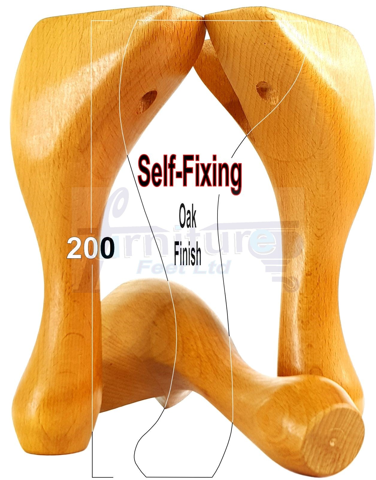 4 Wooden Traditional Queen Anne Furniture Legs 200mm Sofa Chair Beds (Self-Fix)