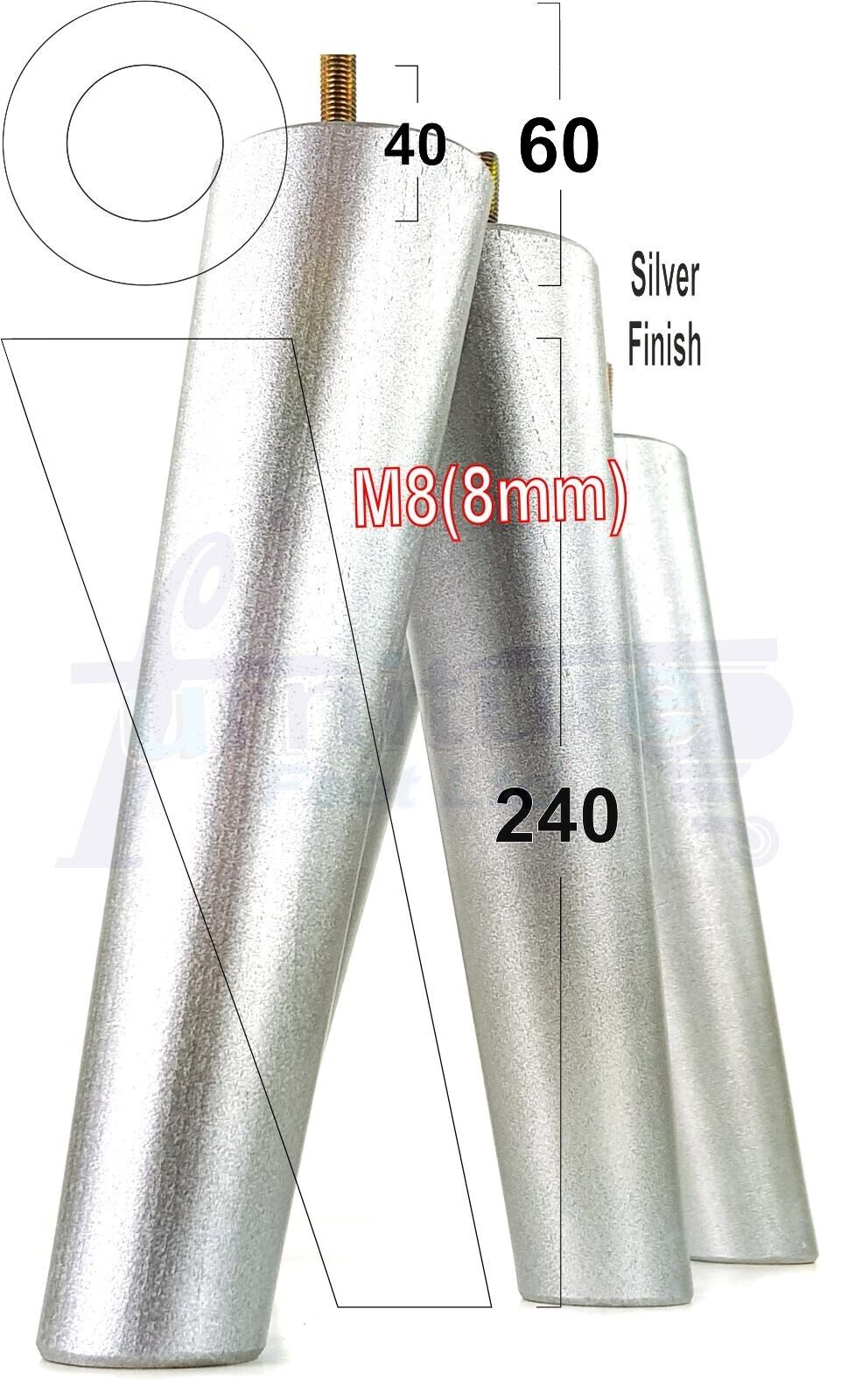 4x Wood Replacement Angled Furniture Chair Legs M8 Settee Sofa Feet 240mm High