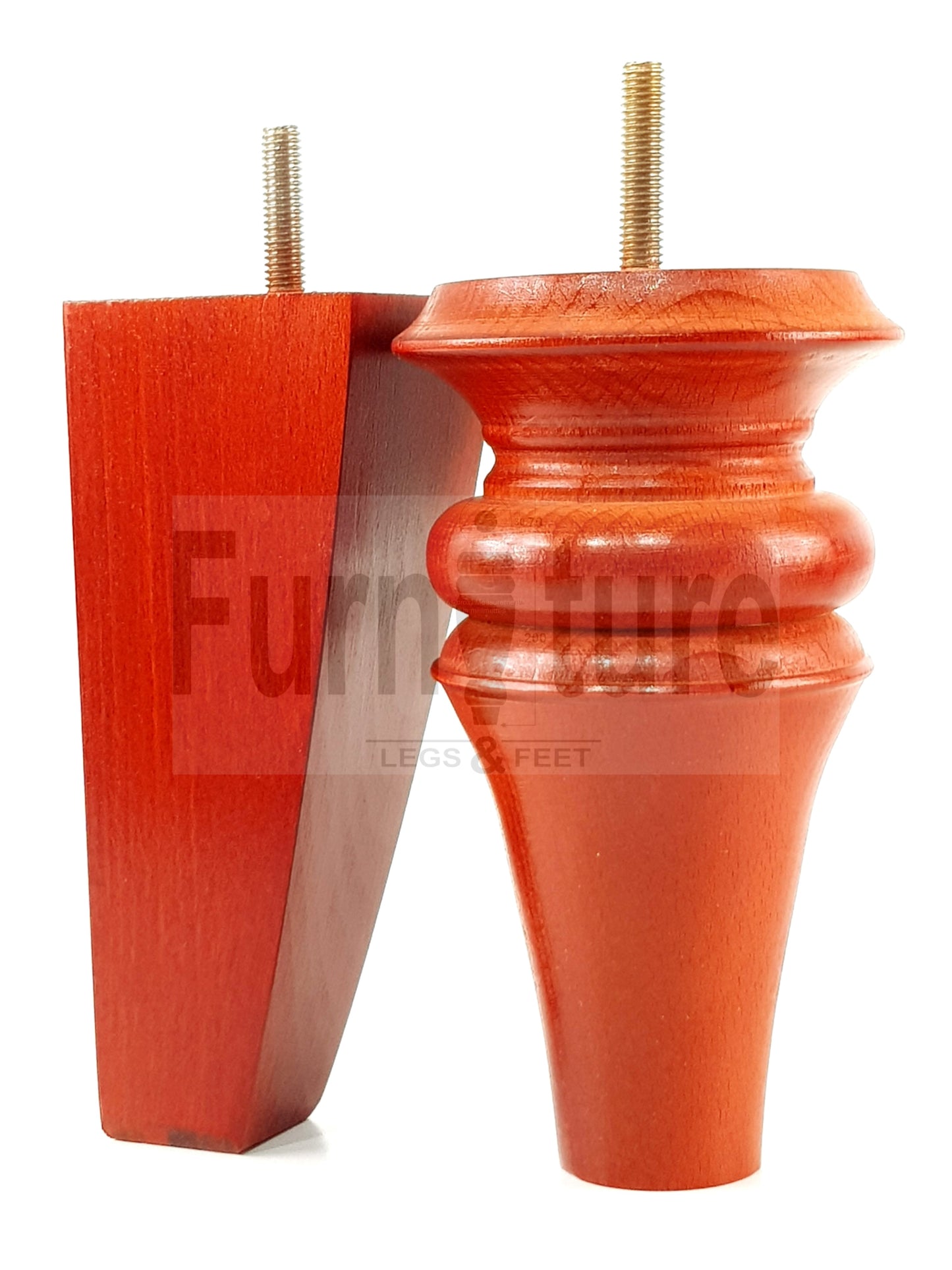 2x Turned & 2x Curved Back Wooden Feet Replacement Furniture Legs 150mm M8(8mm)