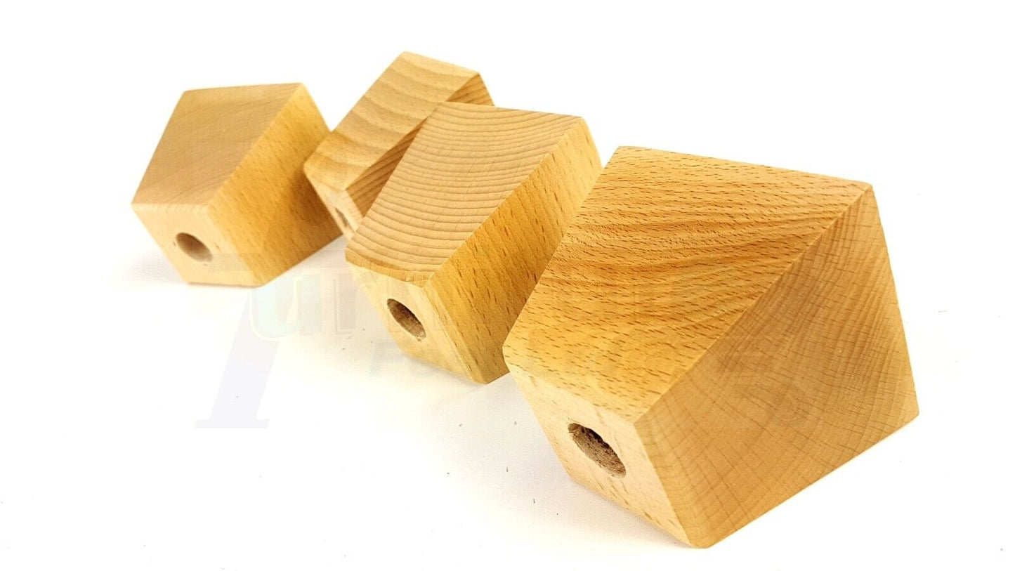 4x Solid Wood Square Block Furniture Feet Replacement Legs 100mm High