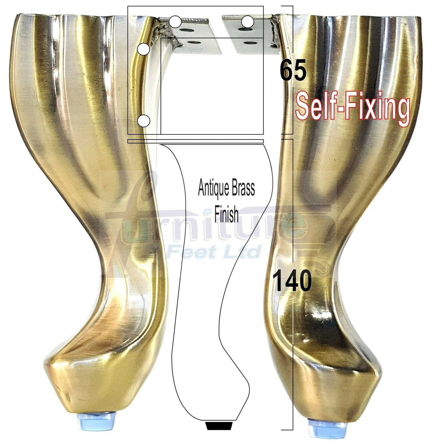 4 Metal Queen Anne Feet 140mm High Furniture Legs Sofa Chair Cabinet Stool Bed