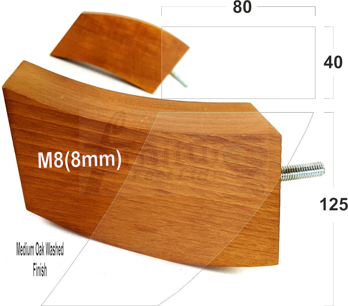 SET OF 4 WOODEN FURNITURE FEET 125mm HIGH REPLACEMENT SOFA LEGS 8mm Thread