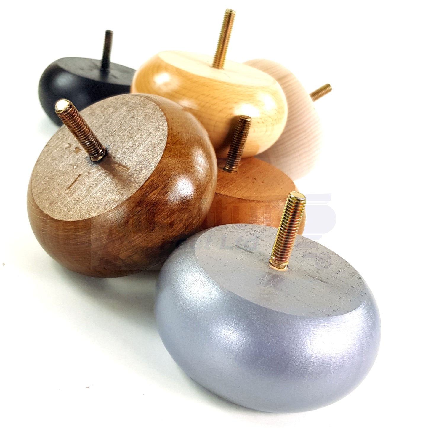 4 Solid Wood Furniture Bun Feet Replacement Legs 40mm High For Chairs Stools Sofa's Beds Settee and Cabinets M8 Multiple Colours