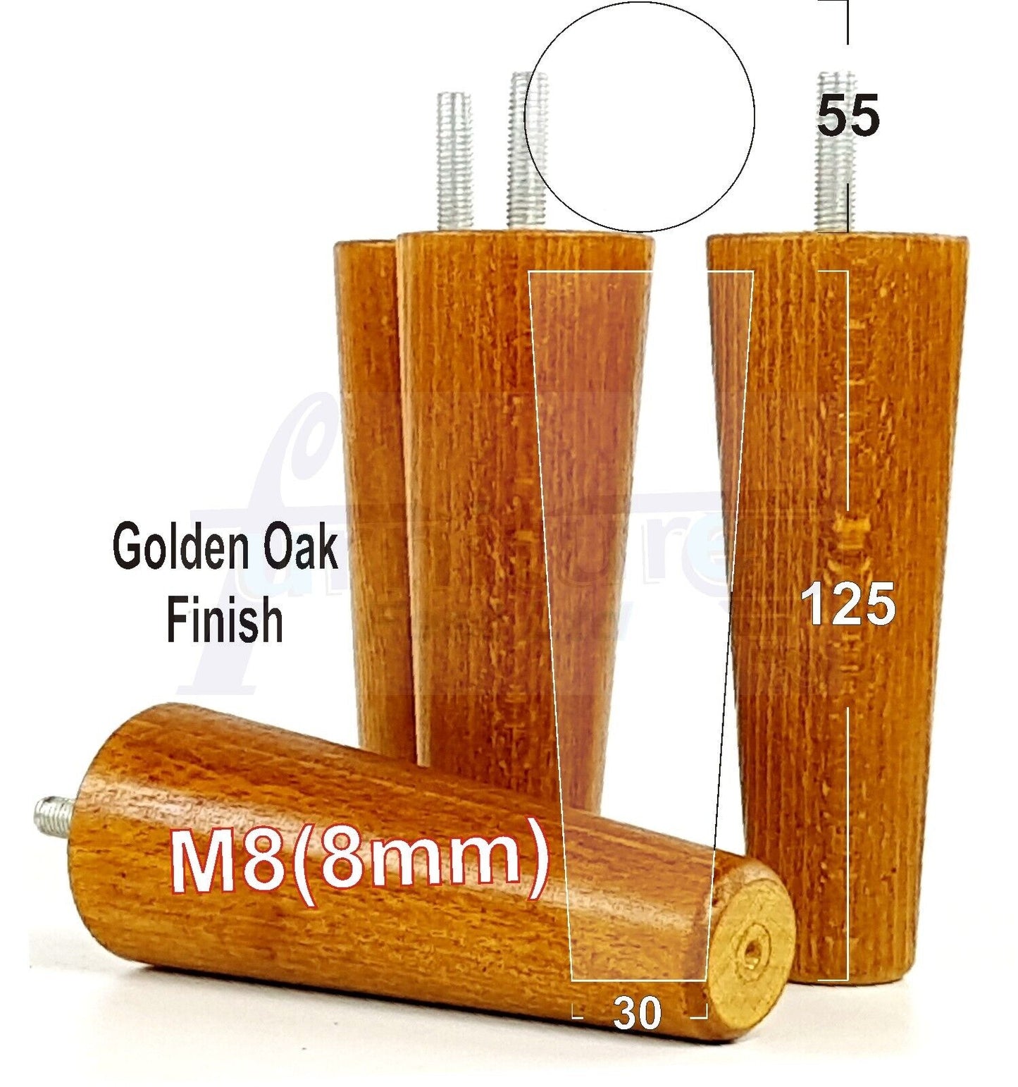 4 Solid Retro Wood Replacement Turned Furniture Chair Legs M8 Settee Sofa Feet 125mm High