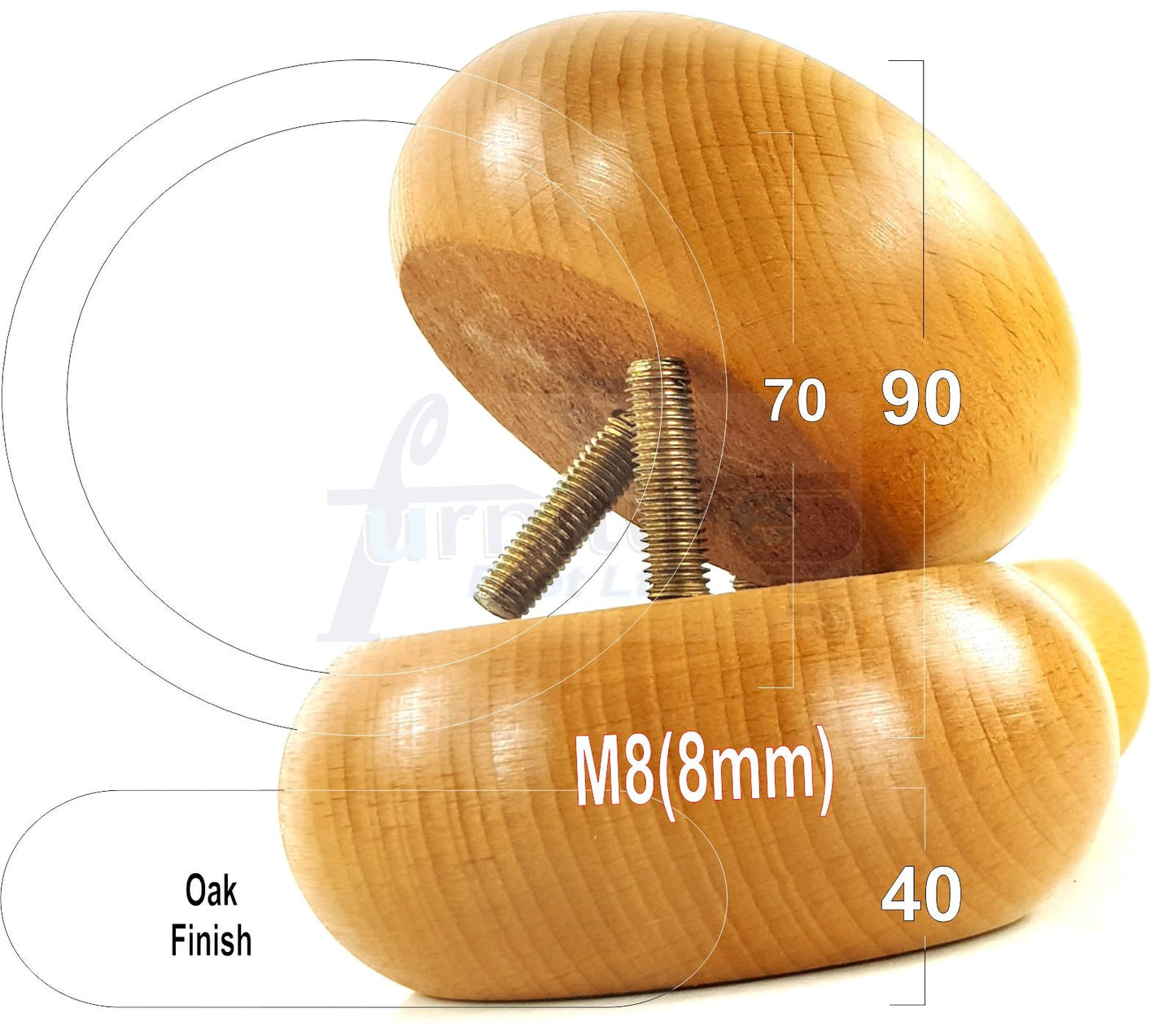 4 Solid Wood Furniture Bun Feet Replacement Legs 40mm High For Chairs Stools Sofa's Beds Settee and Cabinets M8 Multiple Colours