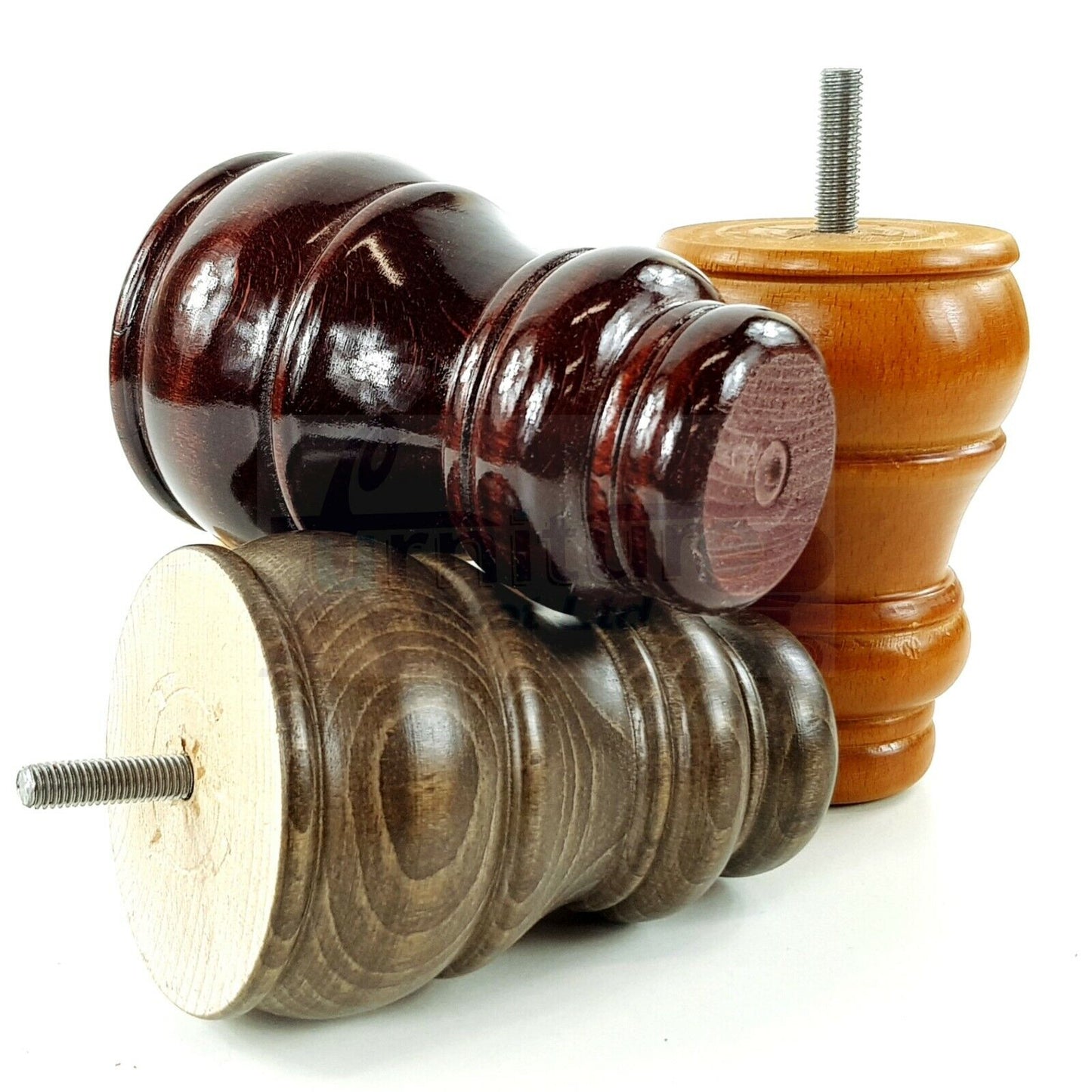 4 Turned Wood Furniture Chair Legs M8 Replacement Sofa Settee Feet 125mm High