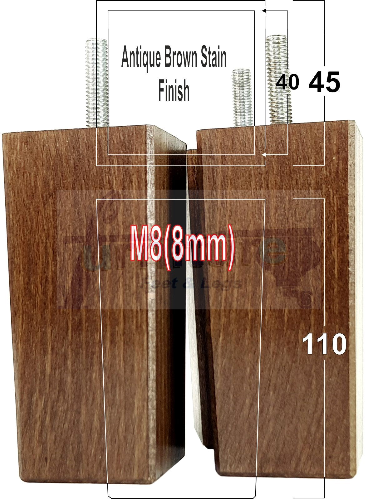 4 Wood Furniture Feet Replacement Legs 110mm High Chairs Stools Sofa Bed Settee & Cabinets M8