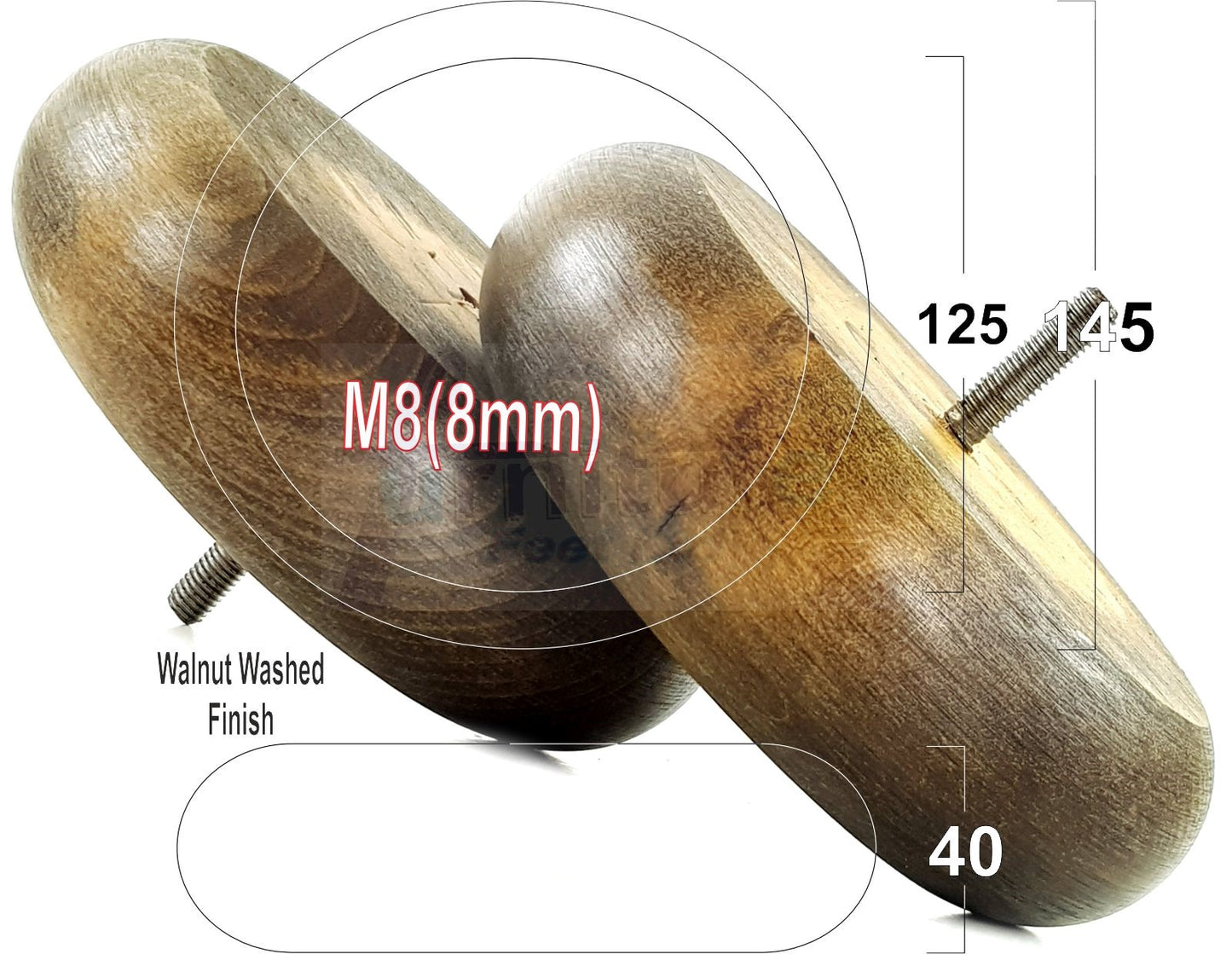 Set Of 4 Turned Wood Furniture Legs Chair Sofa Bed Replacement Bun Feet 40mm High