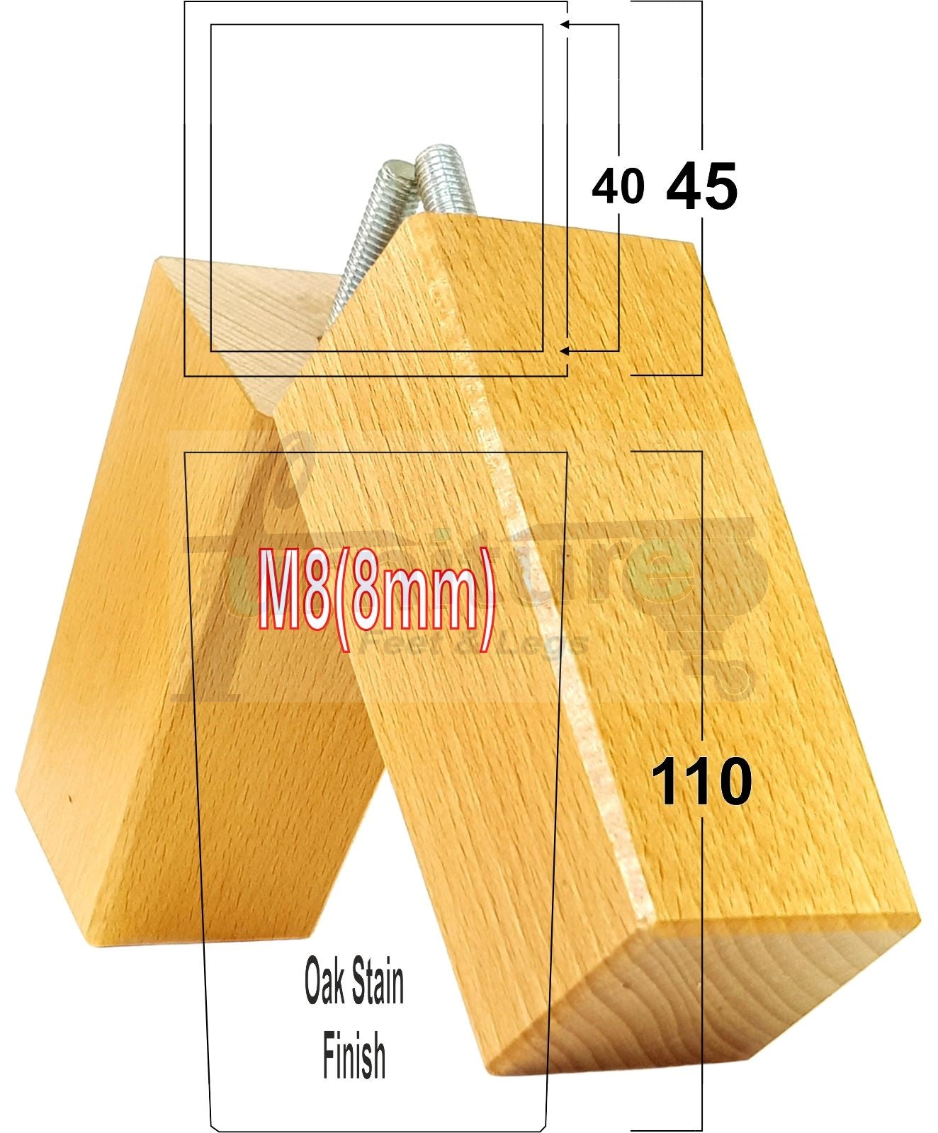 4 Wood Furniture Feet Replacement Legs 110mm High Chairs Stools Sofa Bed Settee & Cabinets M8