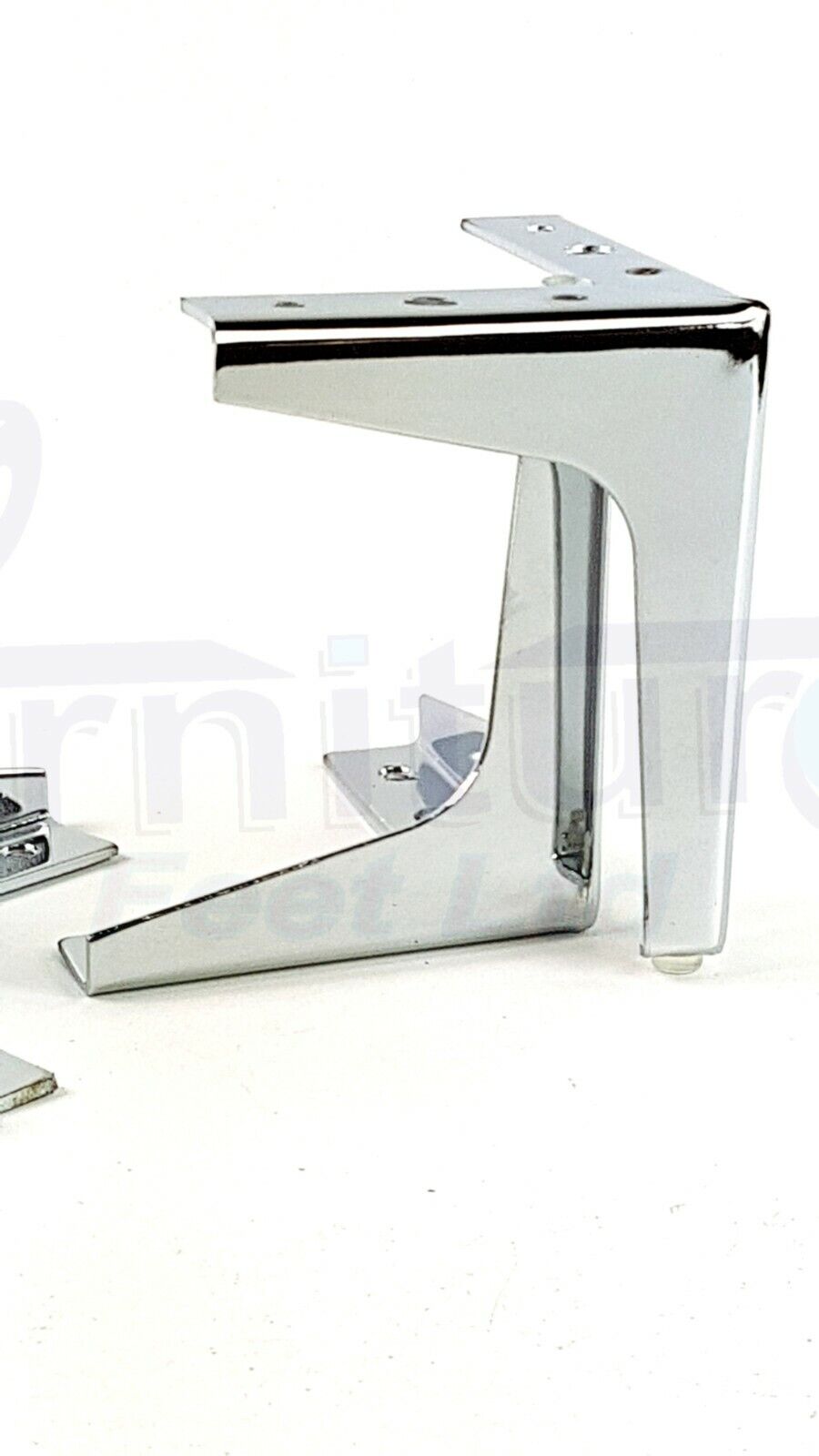 4x Metal Furniture Legs 140mm High Chrome Corner Feet Sofa Chair Beds Cabinets