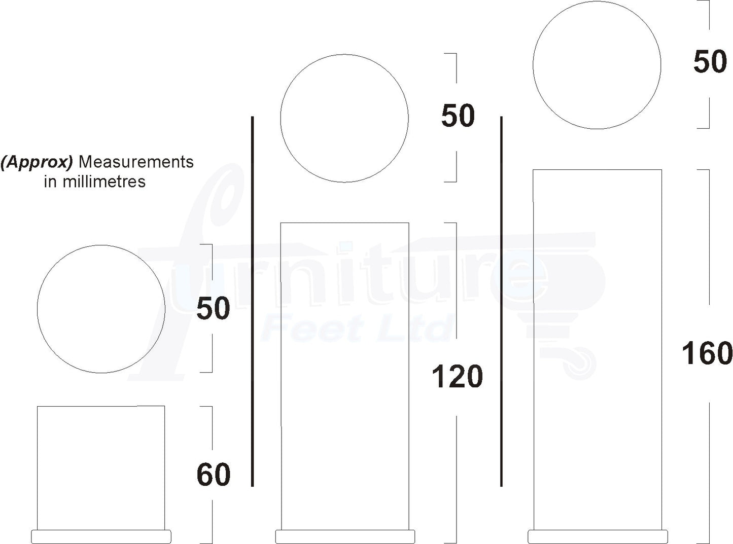 Metal Furniture Feet Chrome Replacement Metal Legs M8 Set of 4