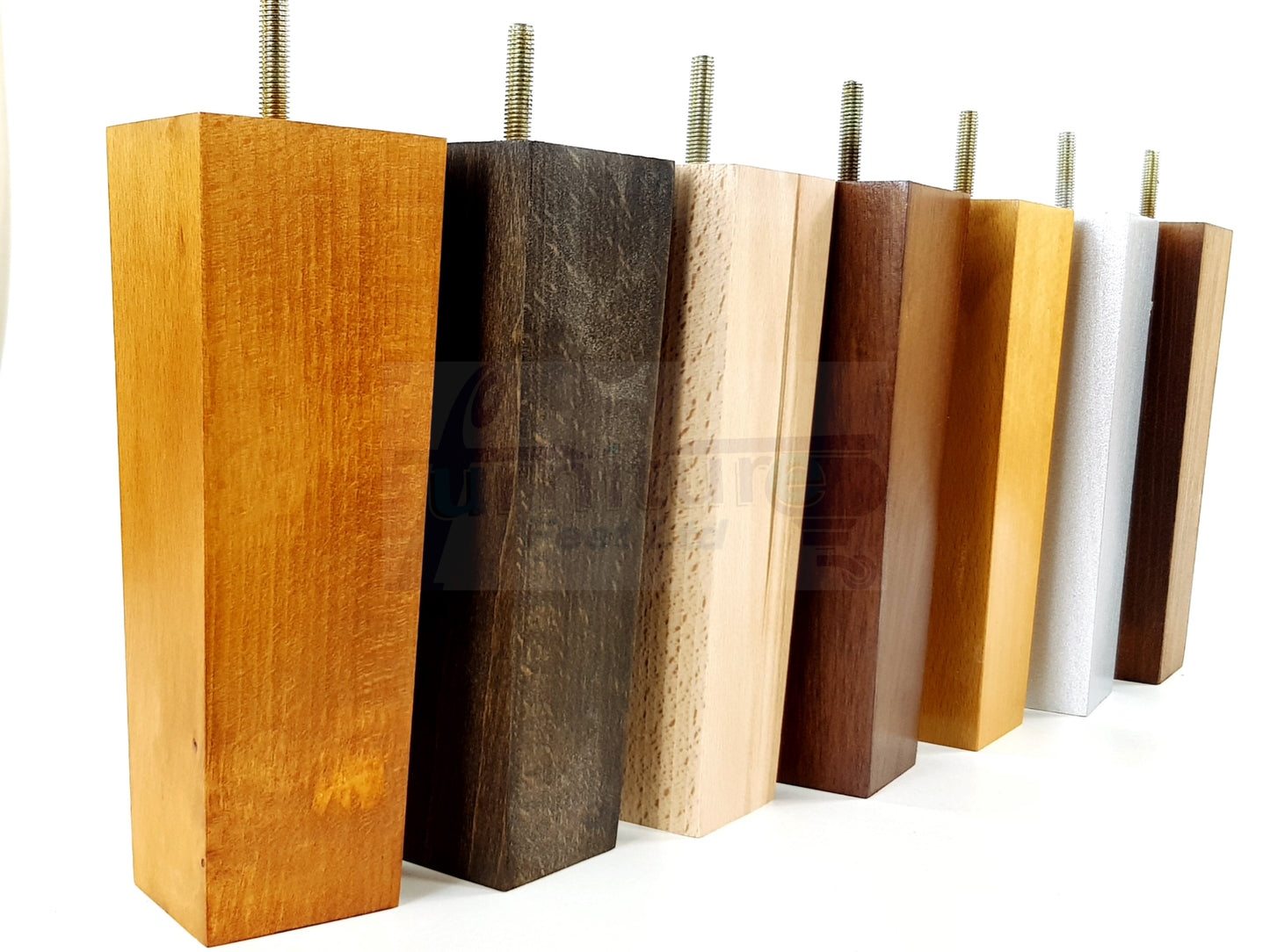 4 Solid Wood Furniture Feet Square Replacement Block Tapered Legs 200mm High M8 Sofa Chairs Stools Cabinets Beds