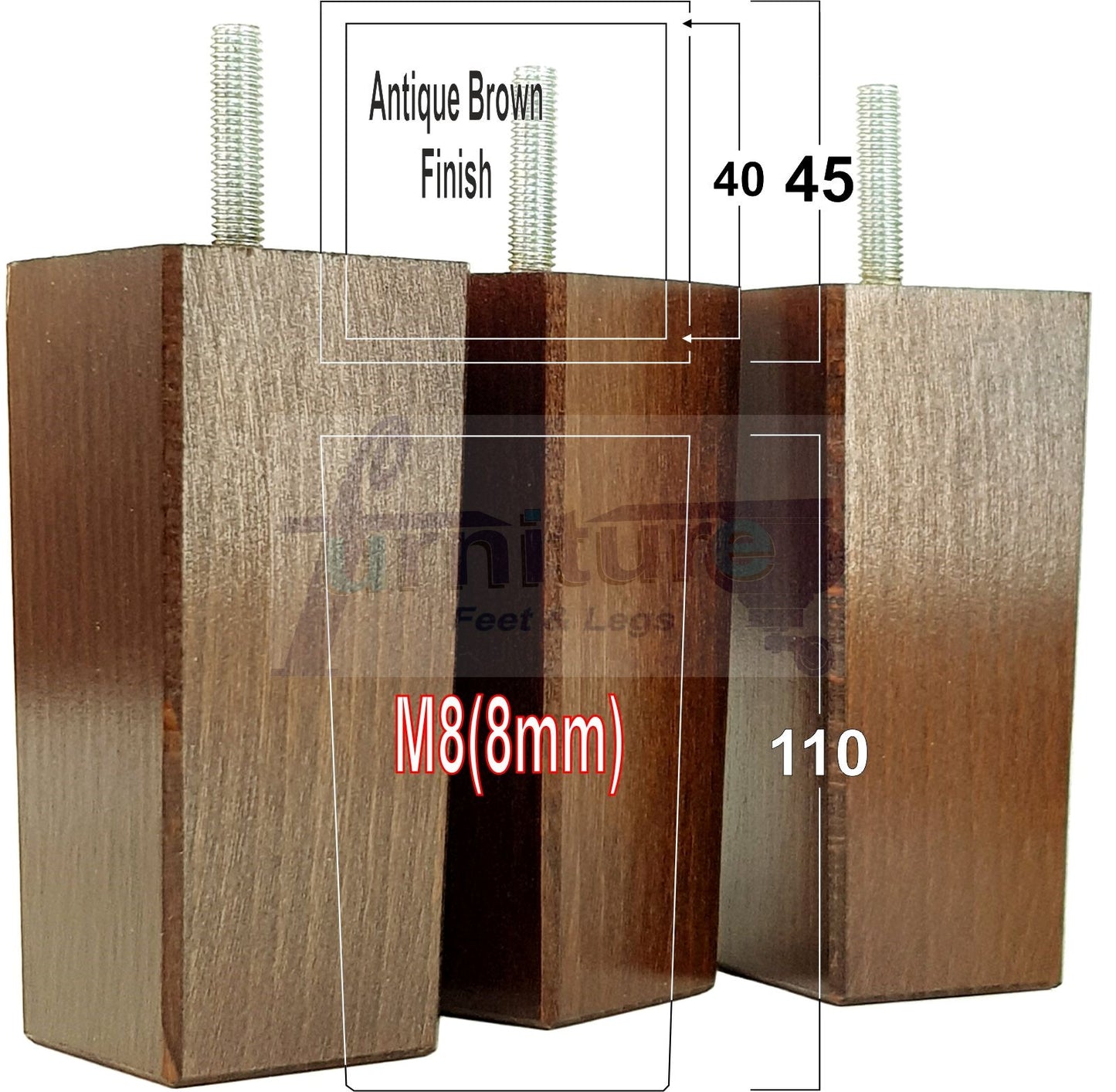 4 Wood Furniture Feet Replacement Legs 110mm High Chairs Stools Sofa Bed Settee & Cabinets M8