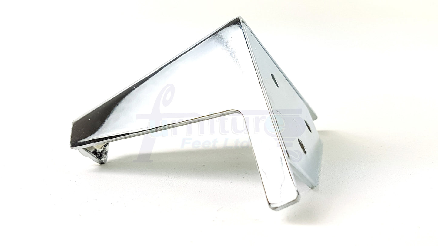 4 Chrome Metal Furniture Legs 100mm High Feet Sofa Chair Cabinets Beds Stools Fix With Screws