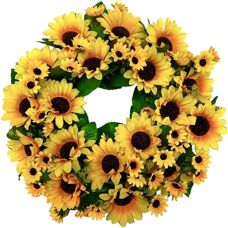 Mega Sunflower Floral Wreath Artificial flower Decoration Indoor Outdoor 43cm Diameter