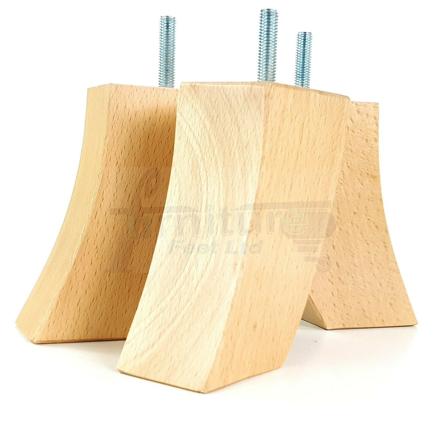 SET OF 4 WOODEN FURNITURE FEET 100mm HIGH REPLACEMENT SOFA LEGS 8mm Thread