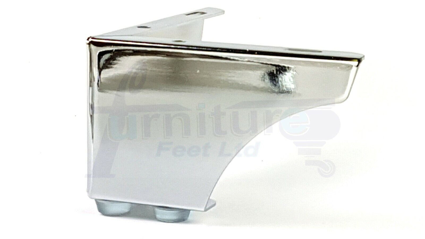 4 Metal Furniture Legs 70mm High Chrome Corner Feet Sofa Chair Beds Cabinets
