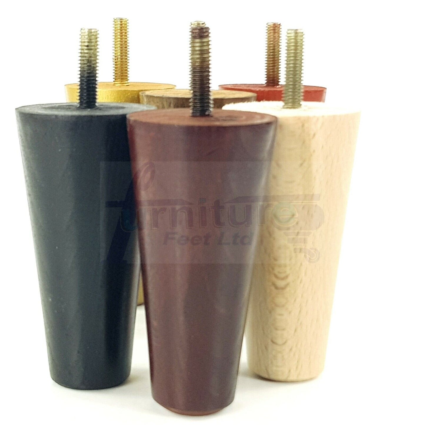4 Turned Wood Replacement Furniture Chair Legs M8 Settee Sofa Round Feet 100mm High