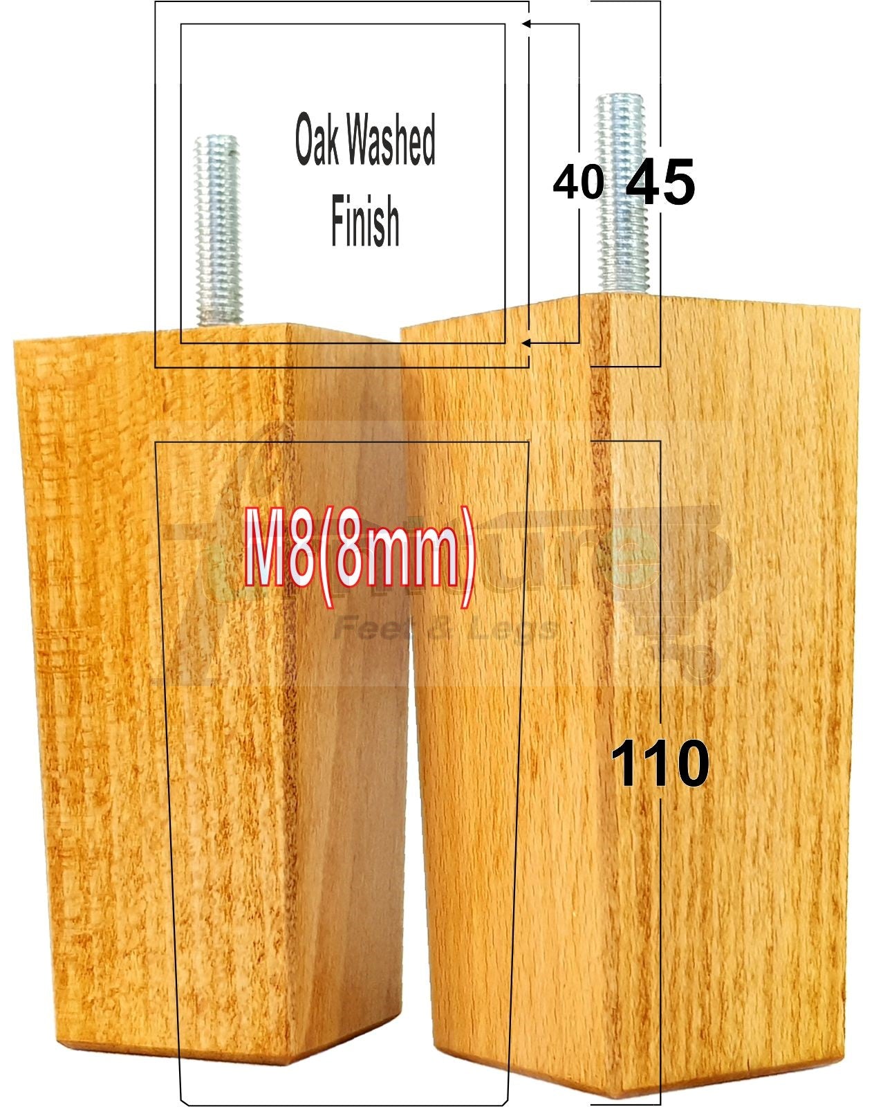 4 Wood Furniture Feet Replacement Legs 110mm High Chairs Stools Sofa Bed Settee & Cabinets M8