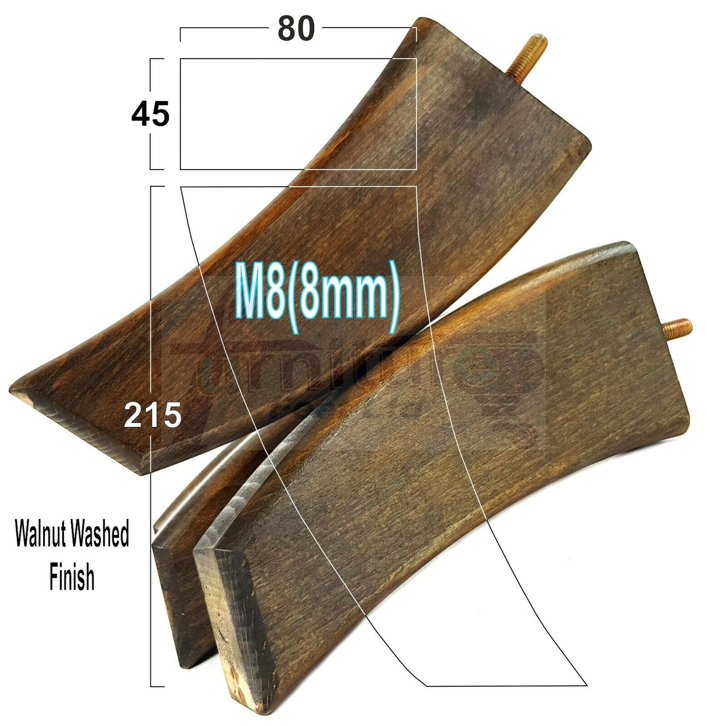 SET OF 4 WOODEN FURNITURE FEET 215mm HIGH REPLACEMENT SOFA LEGS 8mm Thread