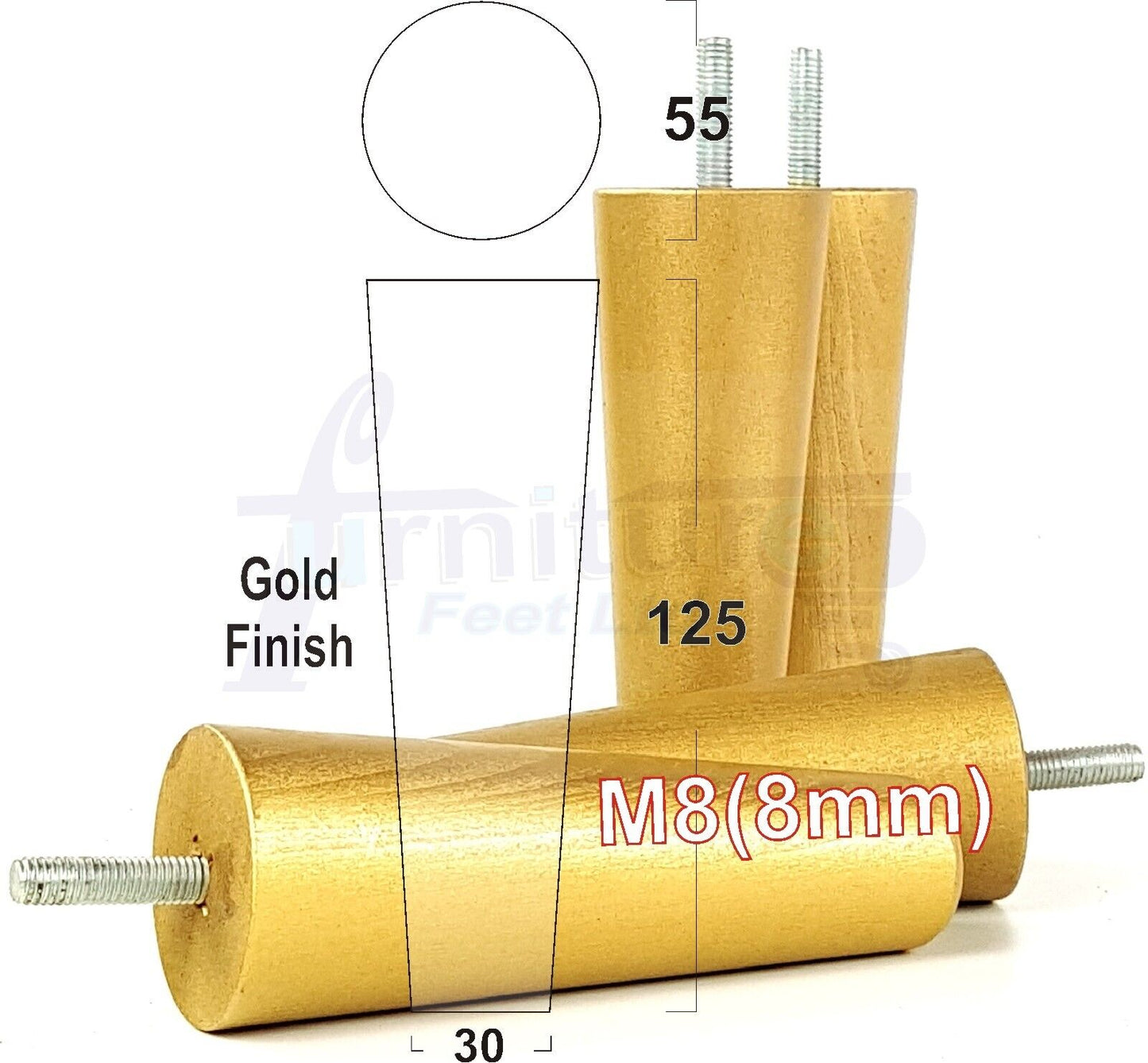 4 Solid Retro Wood Replacement Turned Furniture Chair Legs M8 Settee Sofa Feet 125mm High
