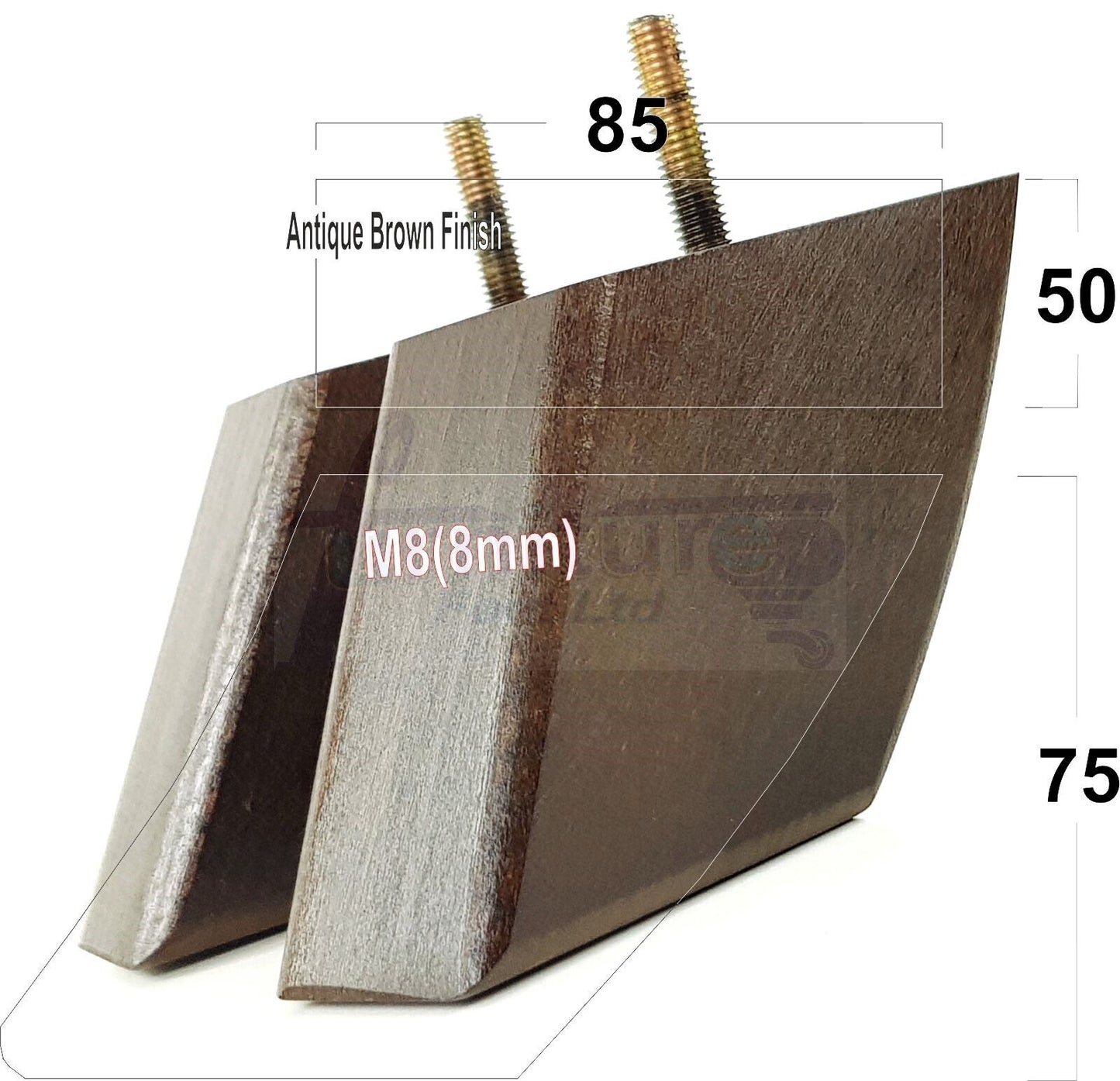 SET OF 4 WOODEN FURNITURE FEET 75mm HIGH REPLACEMENT SOFA LEGS 8mm Thread