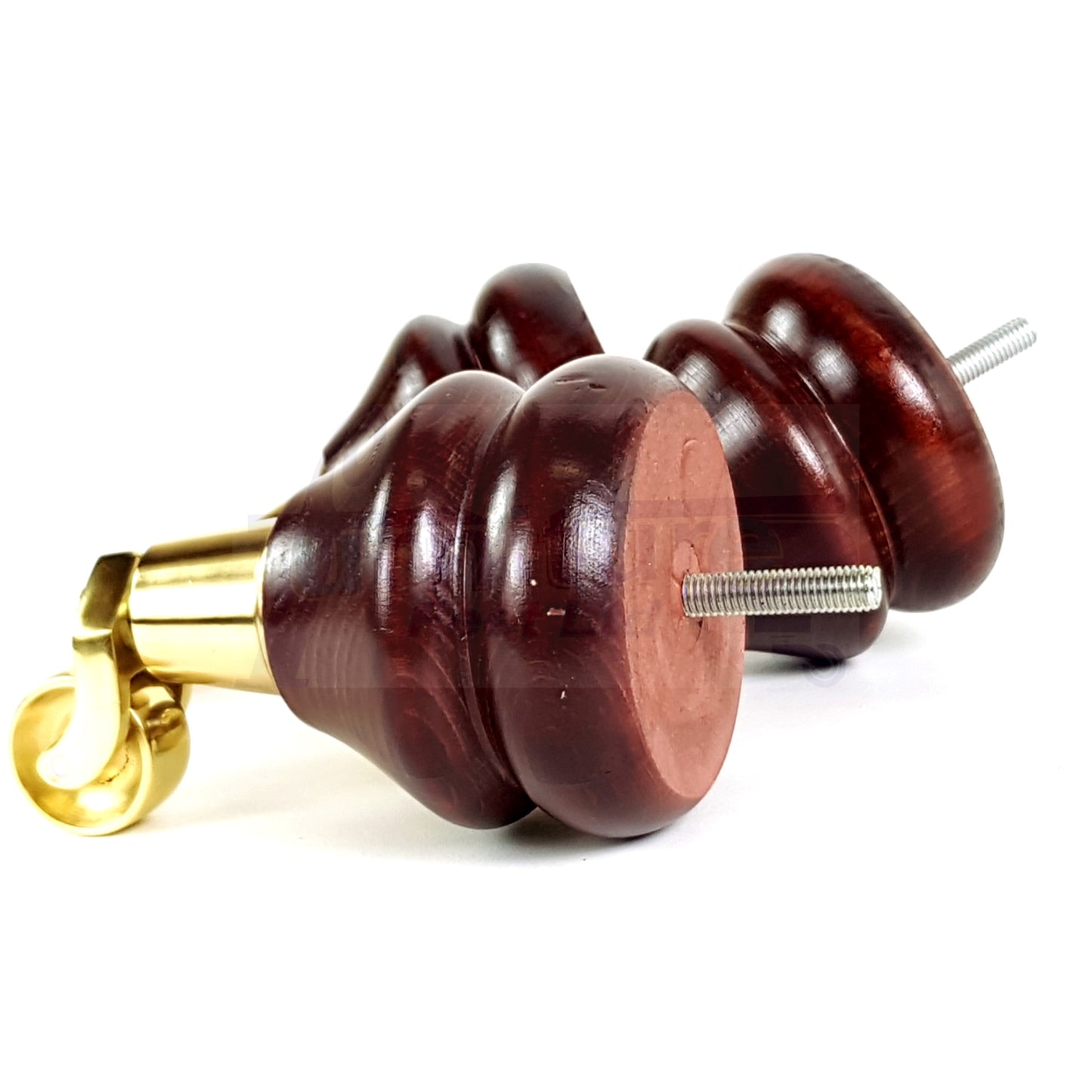 4 Wooden Castor Furniture Feet 140mm High Mahogany Replacement Legs Sofa Chair Stool M8 (8mm) SOF169