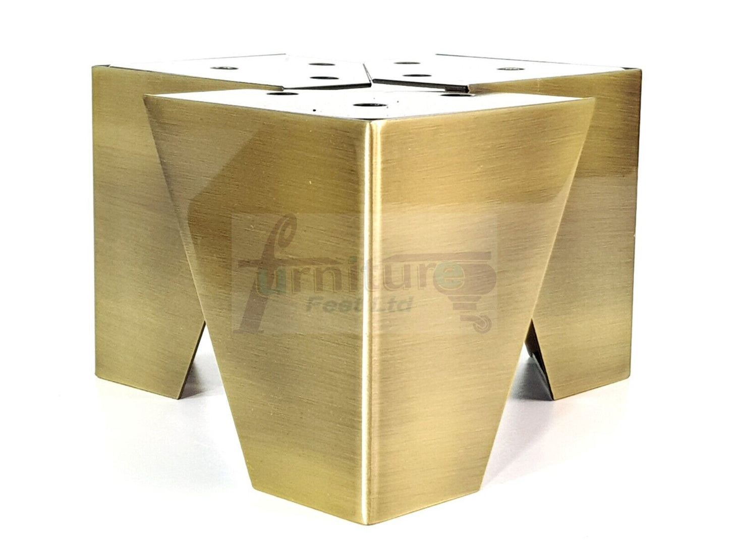 4x Metal Furniture Legs 95mm High Chair Feet Cabinets Brushed Brass (Self-Fix)