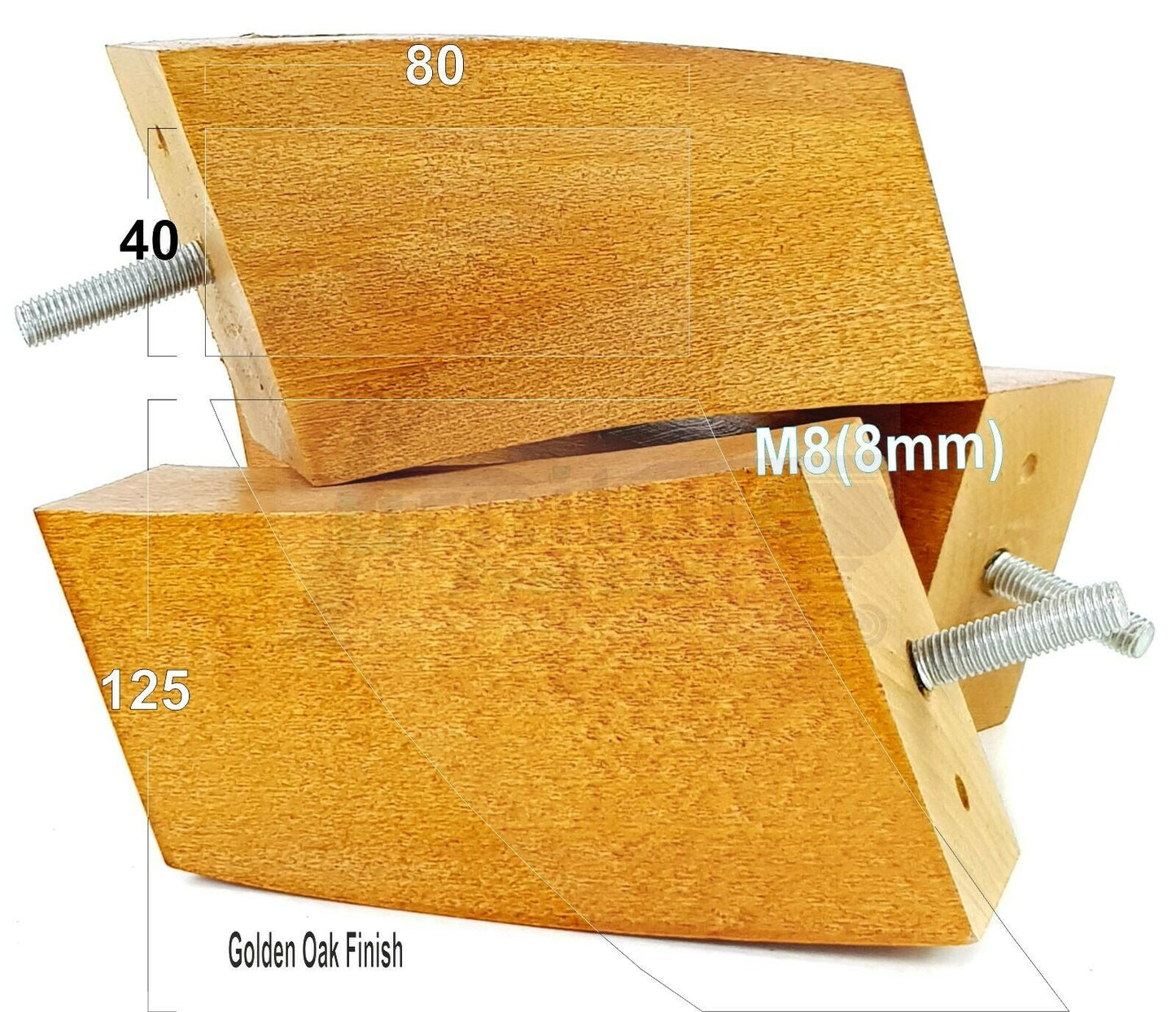 SET OF 4 WOODEN FURNITURE FEET 125mm HIGH REPLACEMENT SOFA LEGS 8mm Thread
