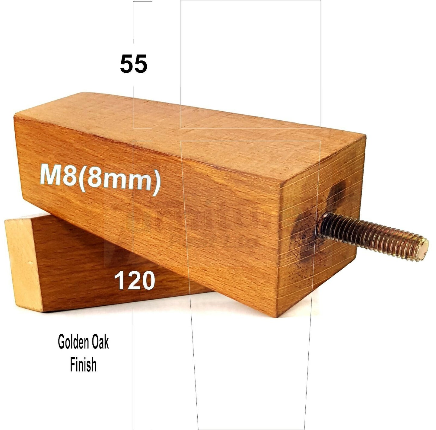 4x Solid Wood Furniture Legs Chair Settee Replacement Feet 120mm High 8mm Thread