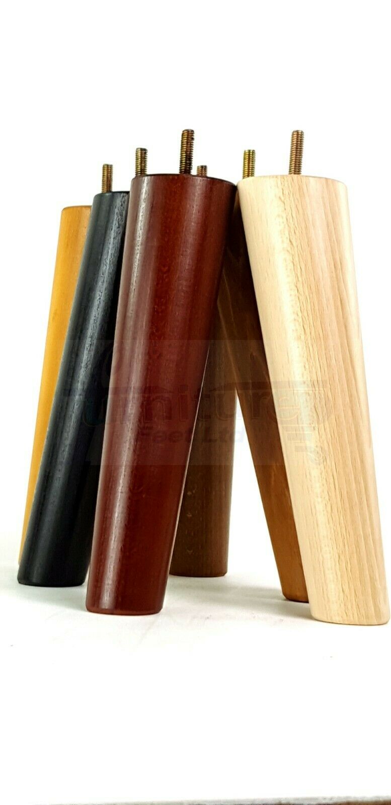 4 Solid Wood Turned Furniture Feet Replacement Mid Centry Angled Retro Legs 220mm High M8 Sofa Chairs Stools Cabinets Beds