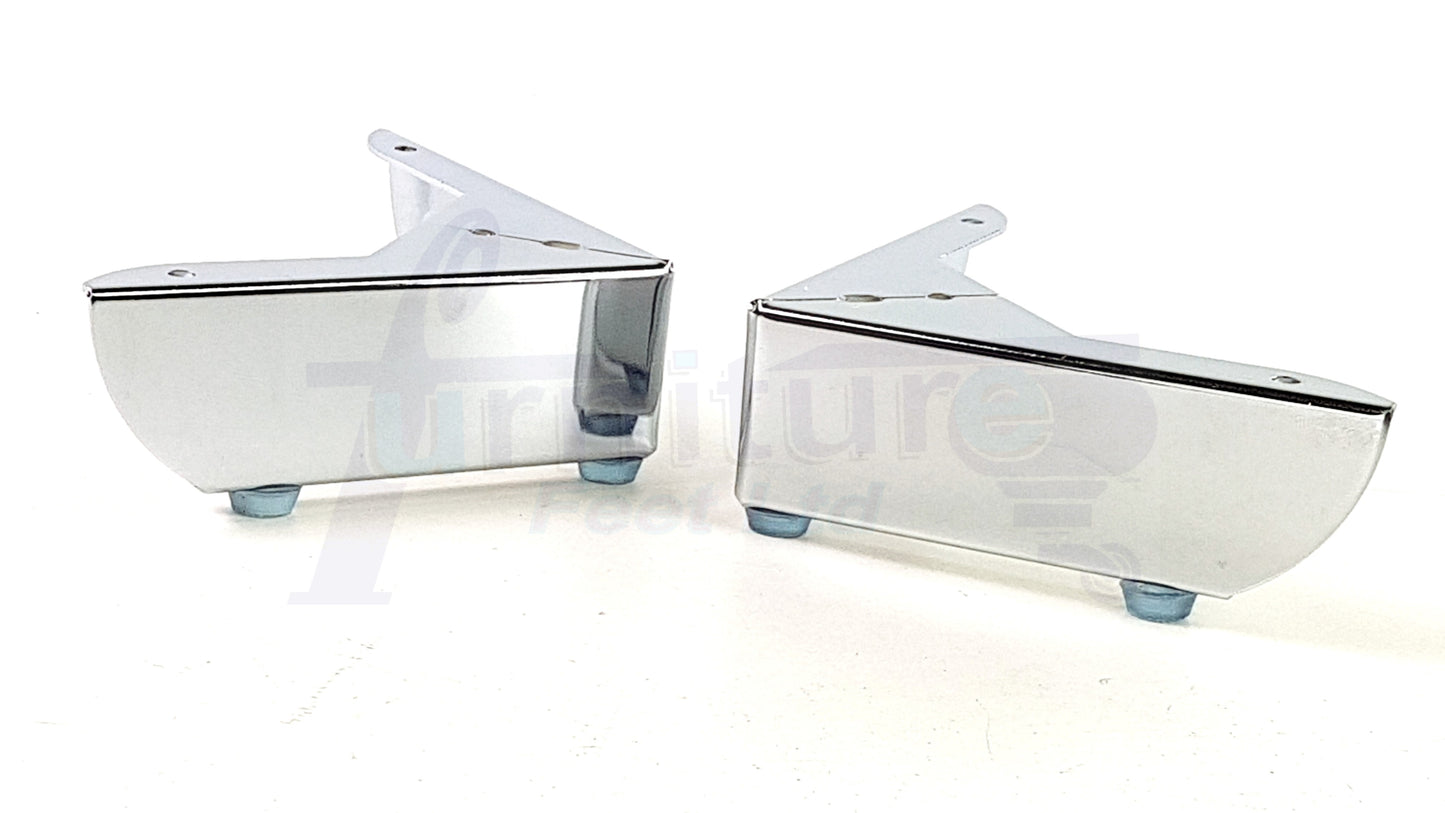 4x FURNITURE FEET METAL CHROME FURNITURE LEGS SOFAS CHAIRS STOOLS 50mm HIGH TSP2109 PreDrilled