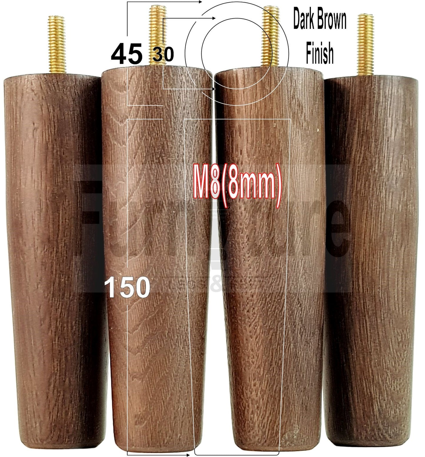 4x Replacement Legs Solid Oak Wood Settee Furniture Feet 150mm Sofa Chair Bed M8