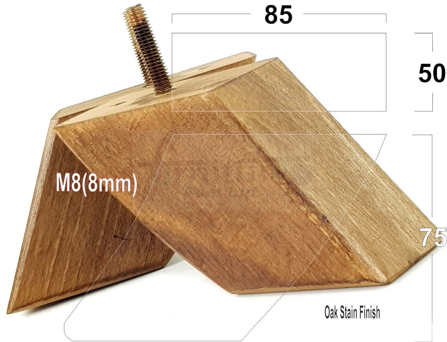SET OF 4 WOODEN FURNITURE FEET 75mm HIGH REPLACEMENT SOFA LEGS 8mm Thread