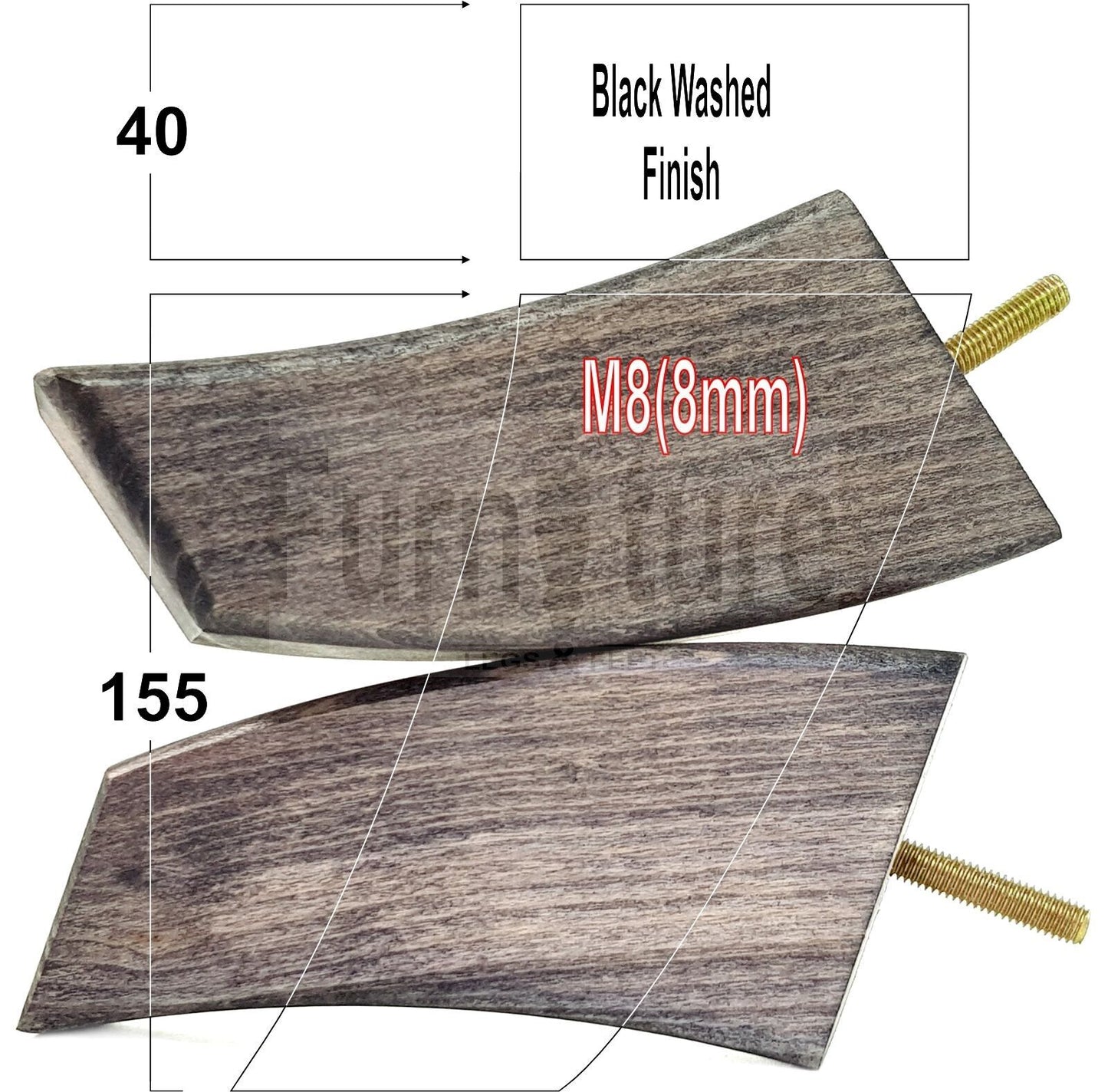 SET OF 4 WOODEN FURNITURE FEET 155mm HIGH REPLACEMENT SOFA LEGS 8mm Thread