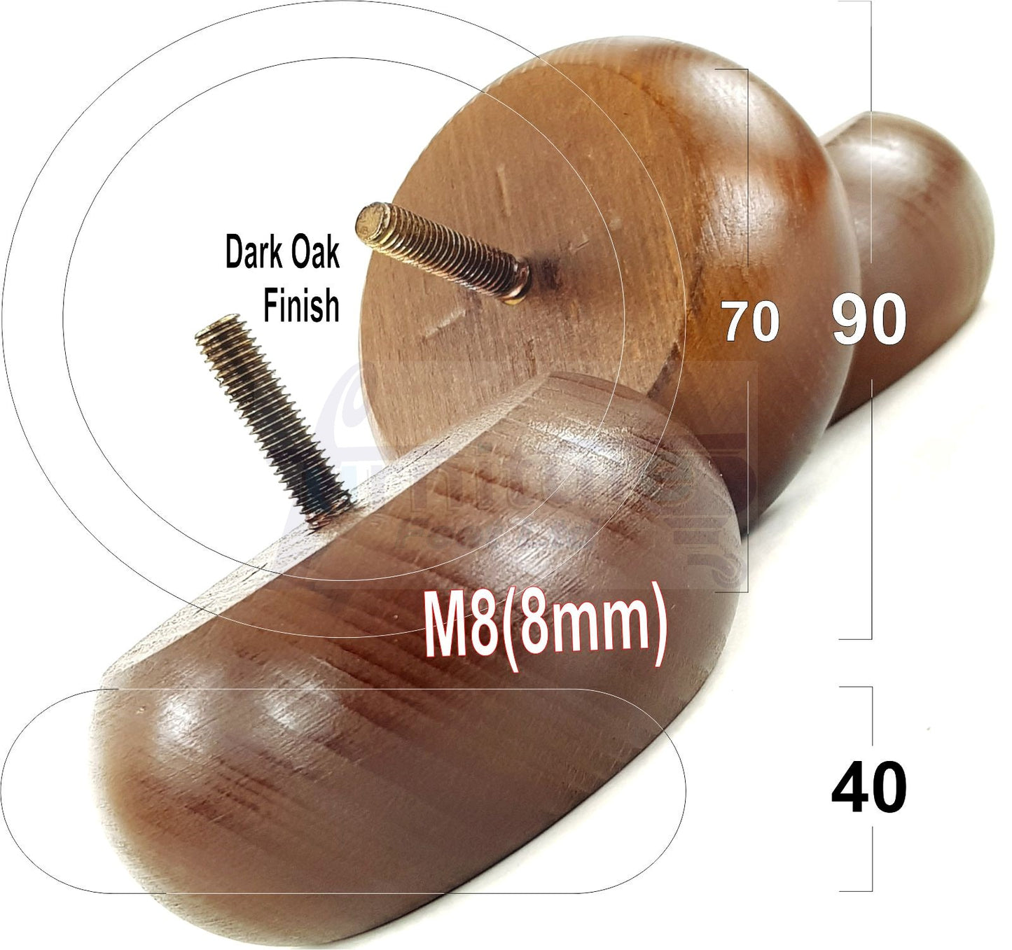 4 Solid Wood Furniture Bun Feet Replacement Legs 40mm High For Chairs Stools Sofa's Beds Settee and Cabinets M8 Multiple Colours