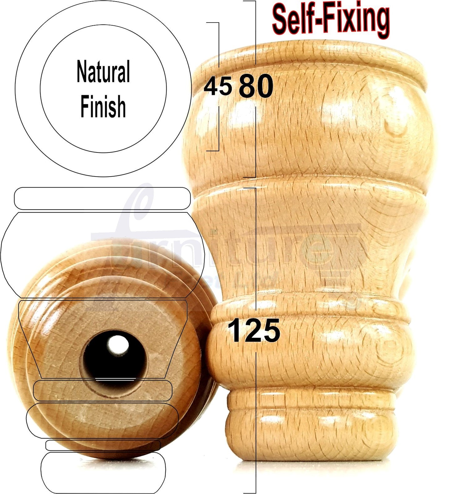 Set Of 4 Turned Wood Repacement Furniture Legs Sofa Chair Settee Feet 125mm