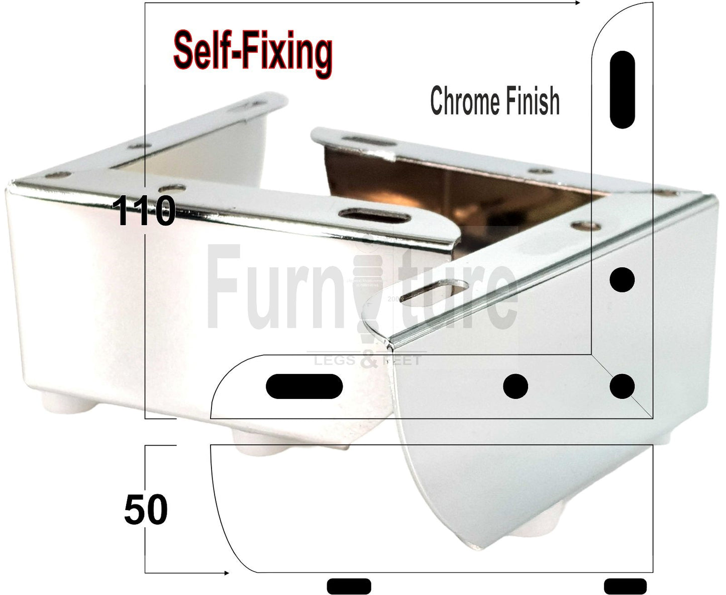 4 Chrome Furniture Legs Metal Feet 50mm High Sofa Chair Cabinets Stools Beds