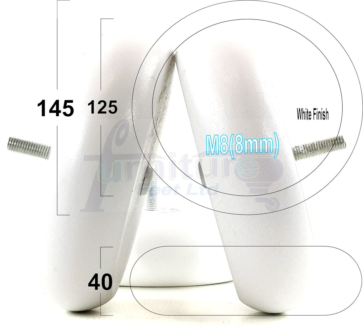 Set Of 4 Turned Wood Furniture Legs Chair Sofa Bed Replacement Bun Feet 40mm High