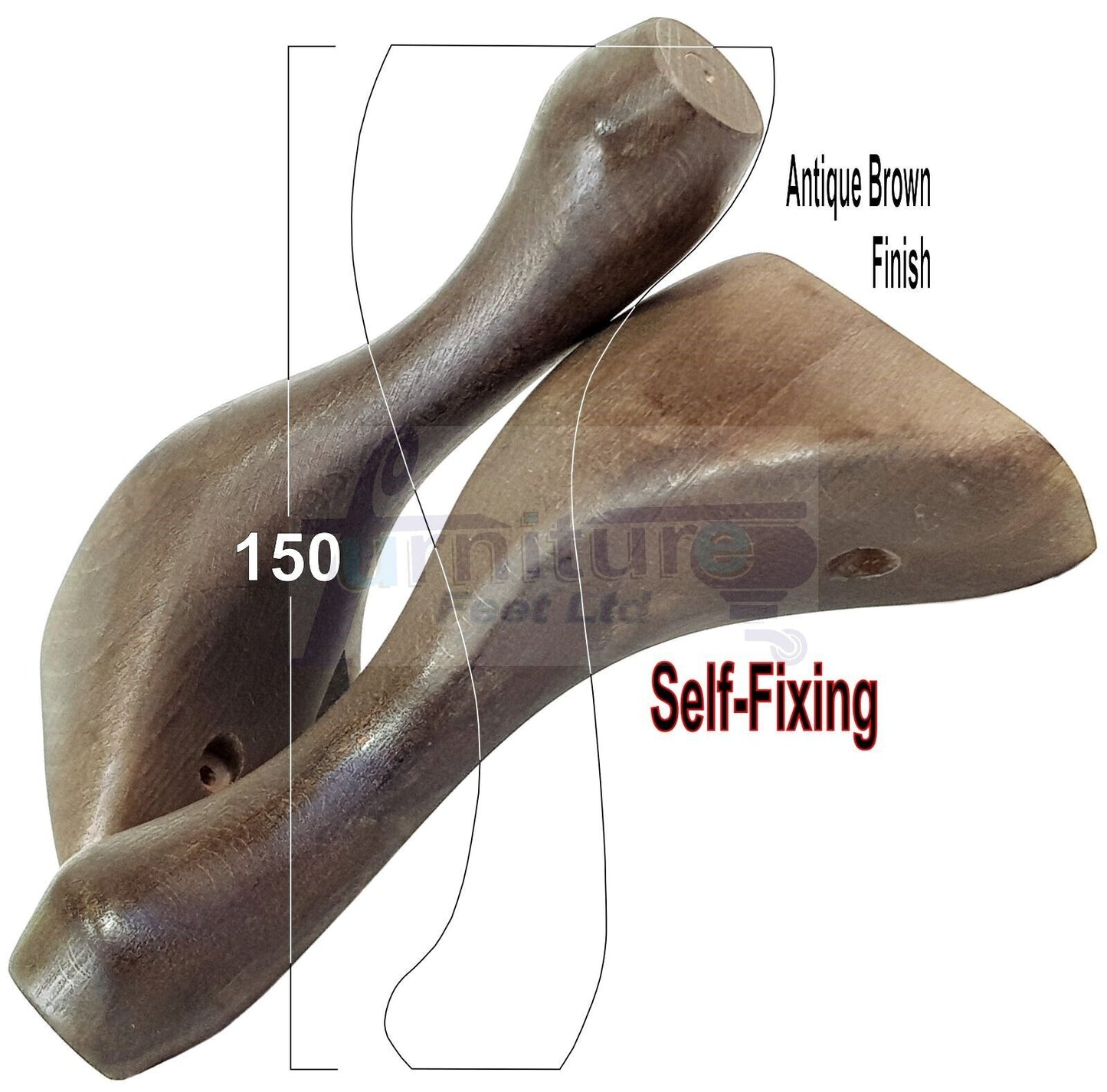 4x Solid Wooden Queen Anne Furniture Feet 150mm High Sofa Chair Beds (Self-Fix)